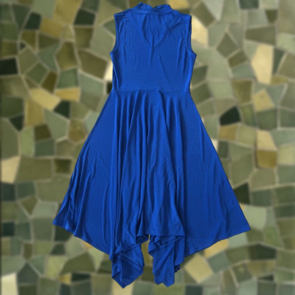 Vintage VINTAGE Perseption Concept Blue Stretch Gold Mock Neck Sleeveless Maxi Dress Small Size S / US 4 / IT 40 - 1 Thumbnail