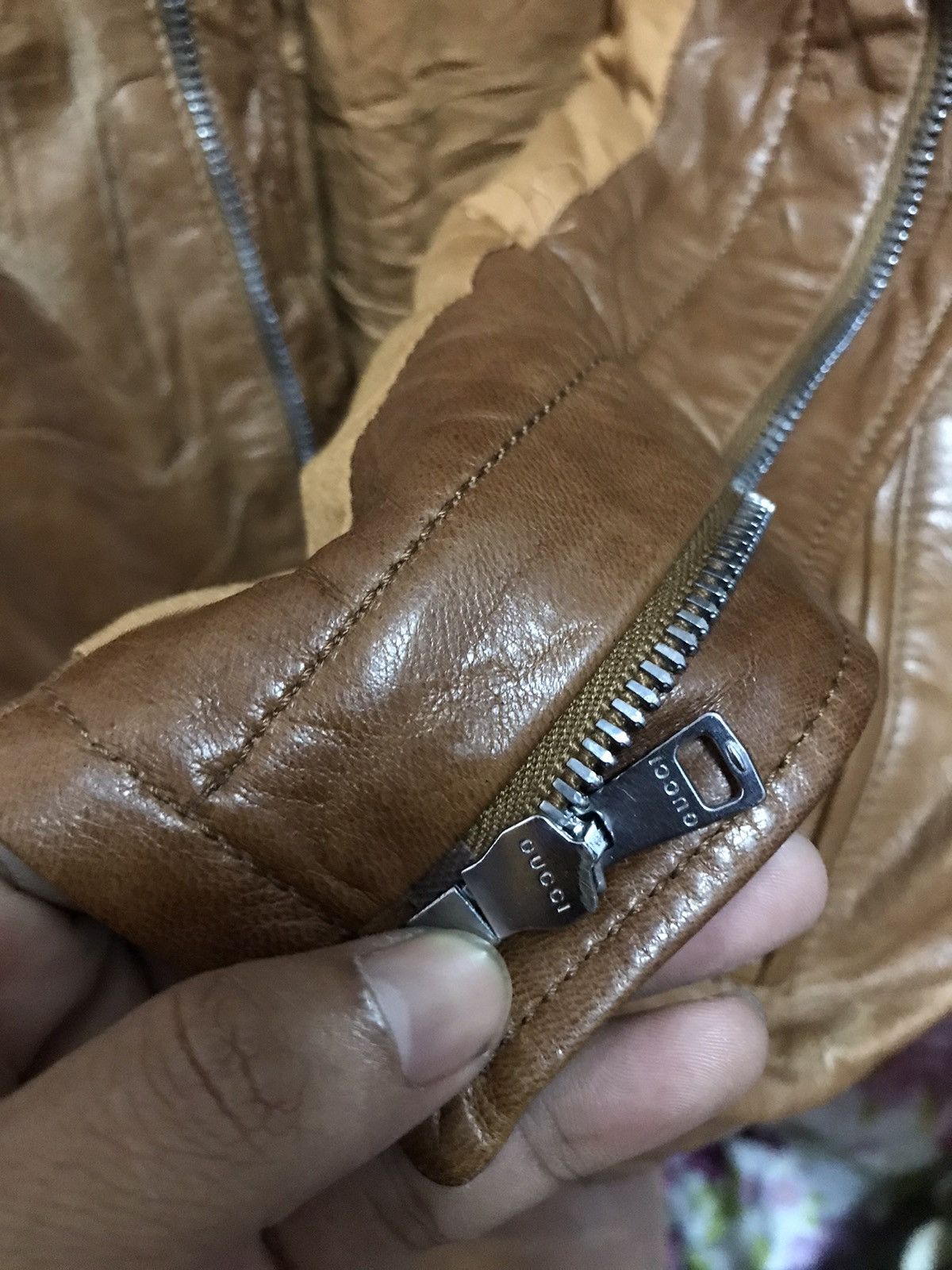 Gucci Authentic Gucci Brown Leather knittes Slevee Long Jacket Size US M / EU 48-50 / 2 - 9 Thumbnail