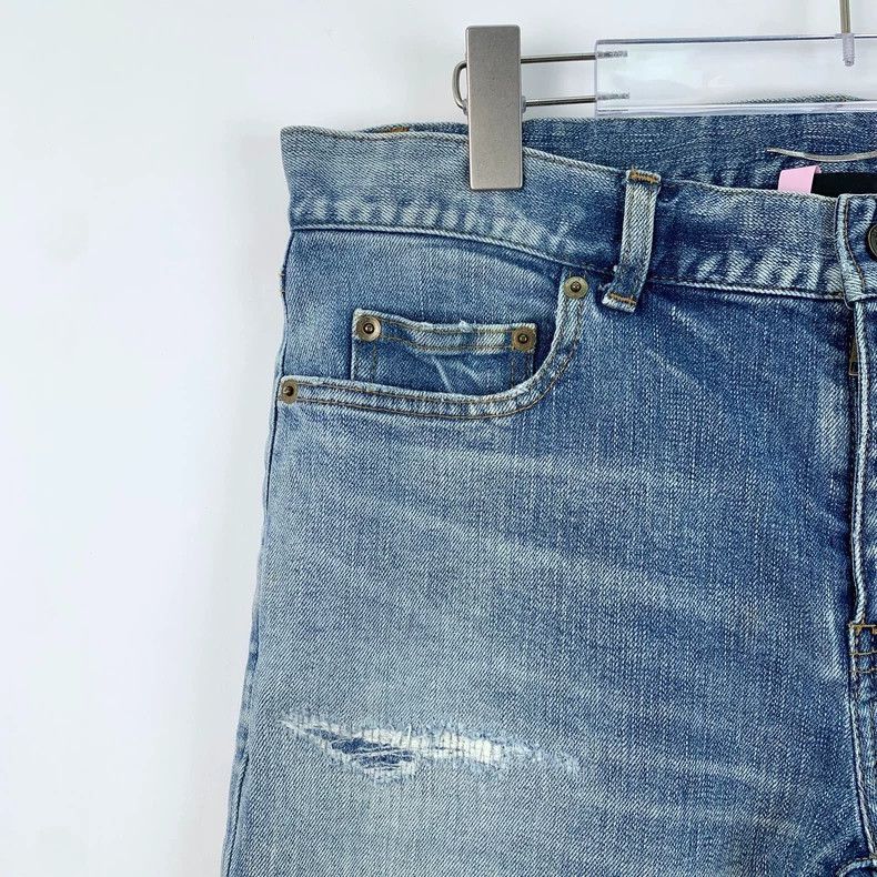 Saint Laurent Paris Saint Laurent Blue Distressed Denim Pants Size 32-2507 Size US 32 / EU 48 - 1 Thumbnail
