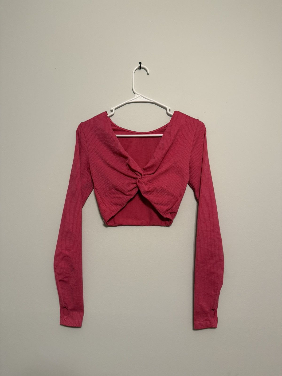 Other Joy Lab Twist-Front Ribbed Long Sleeve Crop Top - Hot Pink Size S / US 4 / IT 40 - 4 Thumbnail