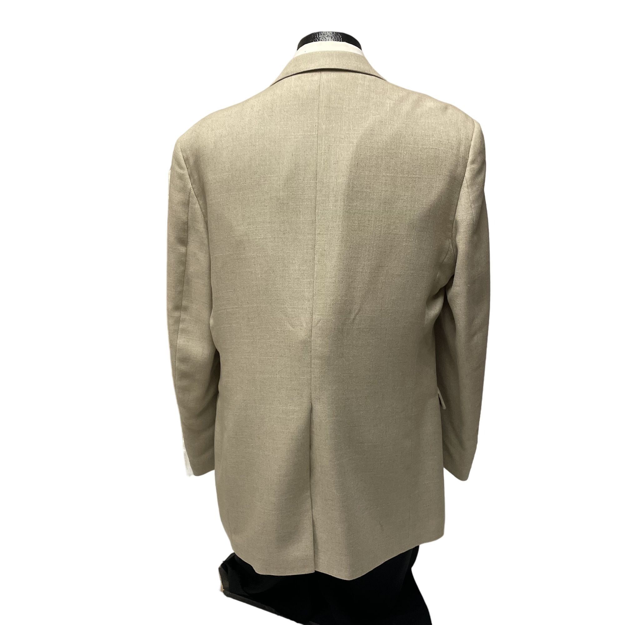 Haggar Vtg Haggar TROPICAL Khaki Sport Coat LINEN Jacket Size 44L - 3 Thumbnail