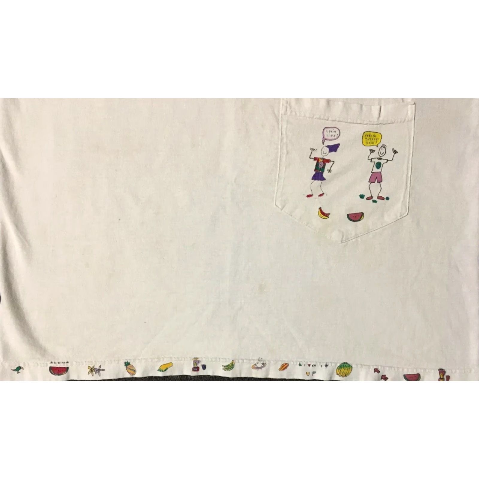 Vintage VINTAGE Maui Fruit Shirt Unisex Adults One Size White Distressed 90s Surf Hawaii Beach Cartoon Funny Shirt Mens/Womens Size US M / EU 48-50 / 2 - 7 Thumbnail