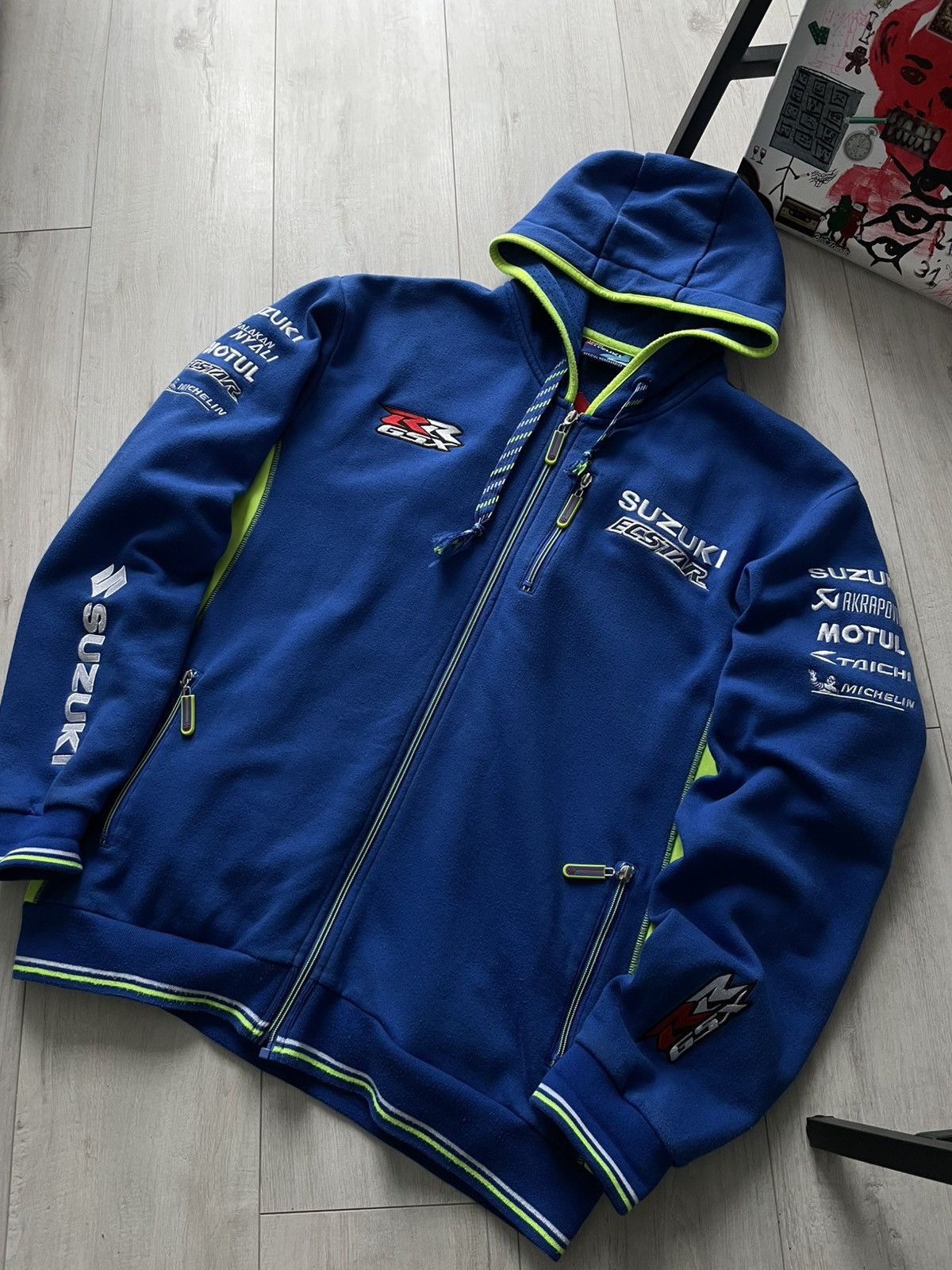 Other Vintage Y2K Suzuki Racing Zip Hoodie Michelin 00’s Blue RARE Size US XL / EU 56 / 4 - 3 Thumbnail
