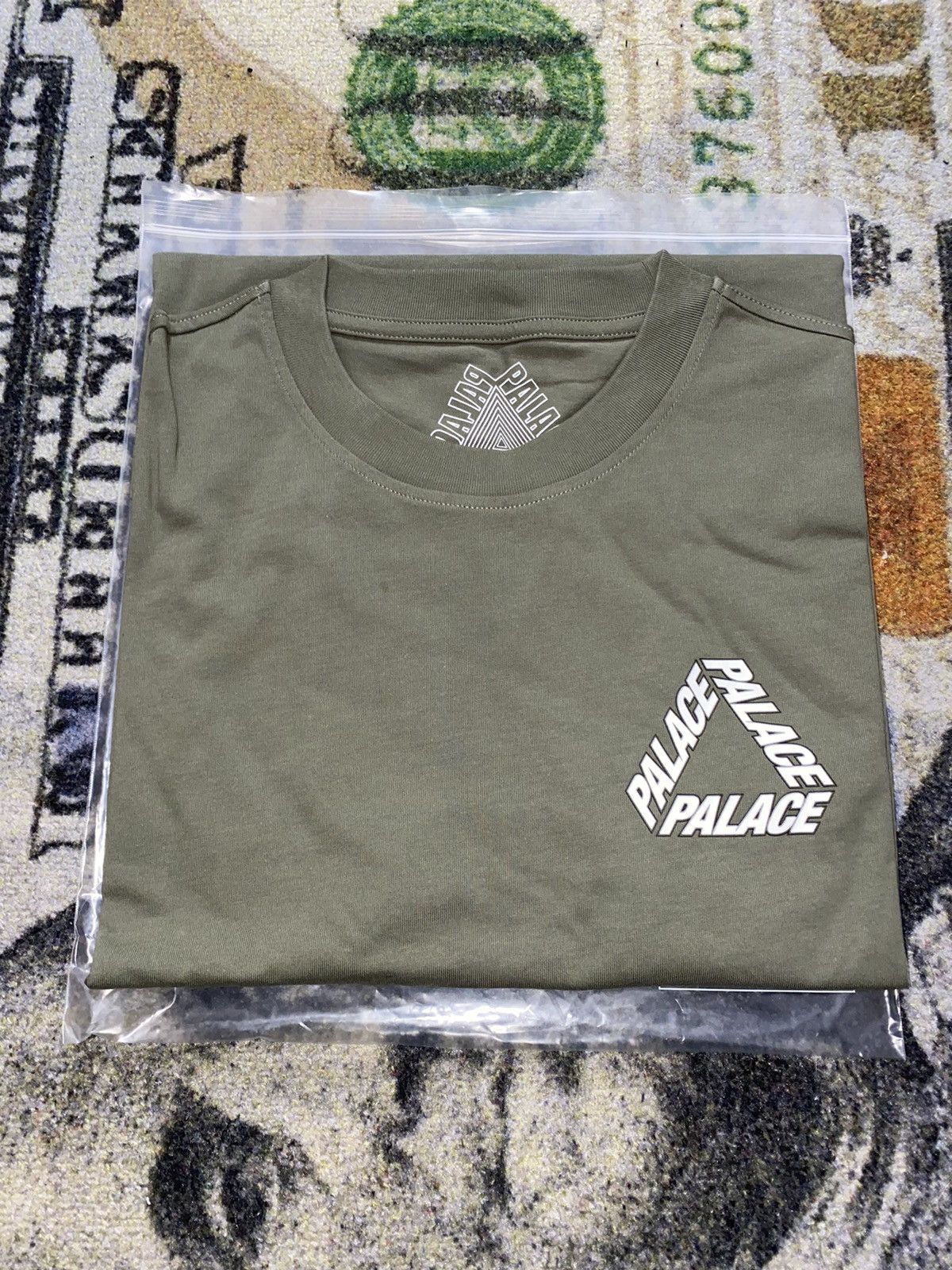 image of Palace P-3 Outline T-Shirt in Olive, Men's (Size 2XL)