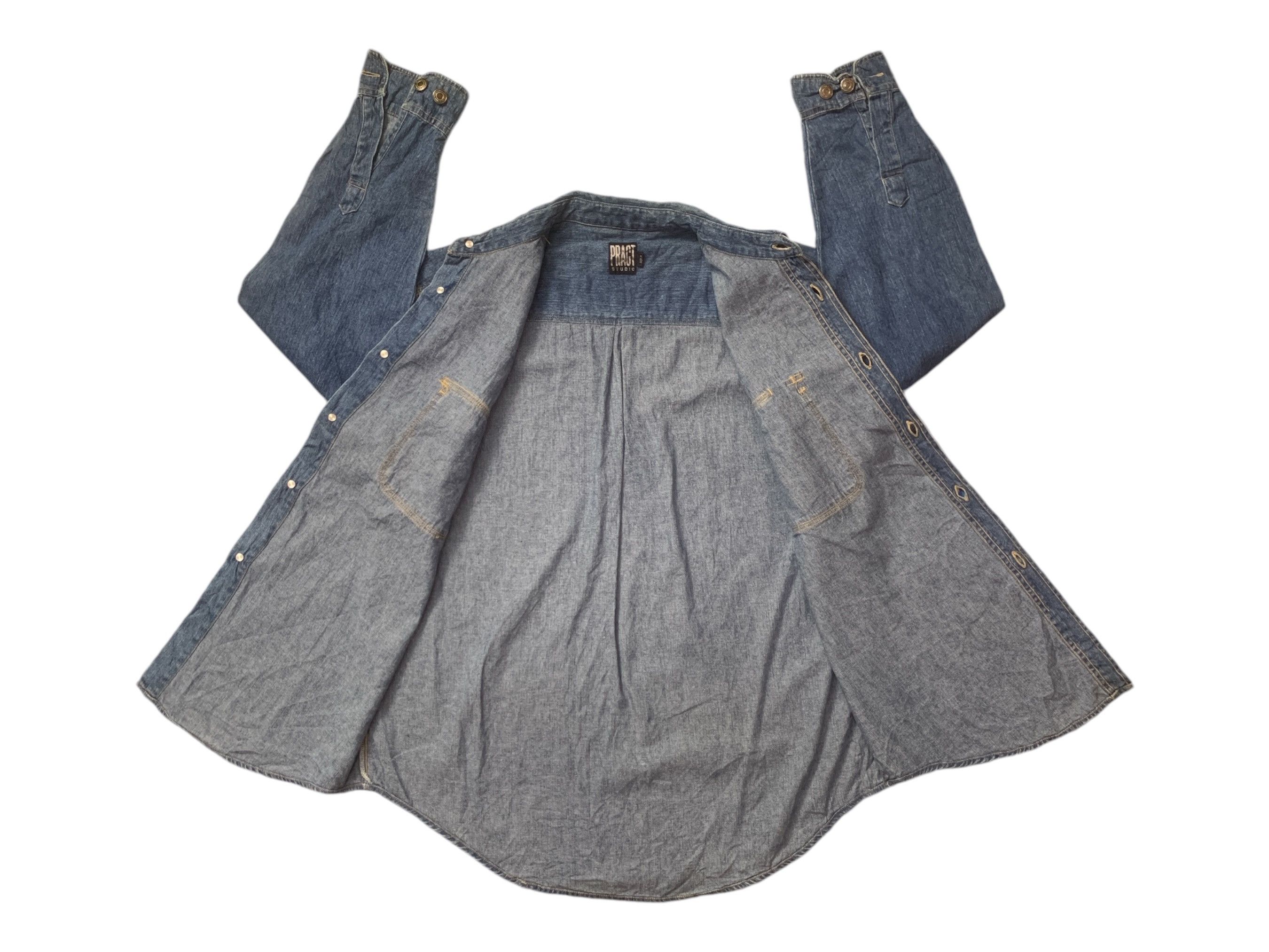 Japanese Brand × Vintage Rare Design Pract Studio Satisfaction Soft Denim Shirts Size US M / EU 48-50 / 2 - 3 Thumbnail