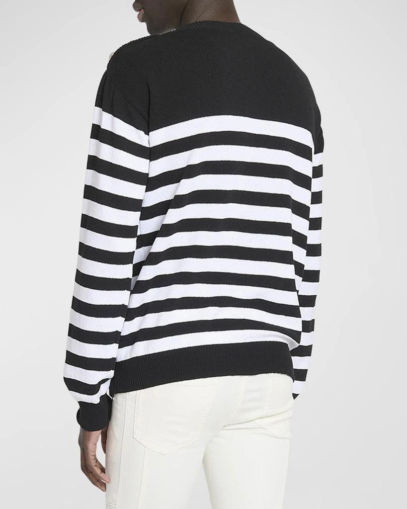 Balmain o1mt1gz0126 Palm Mariniere Boatneck Sweater in Black/White Size US XL / EU 56 / 4 - 3 Thumbnail