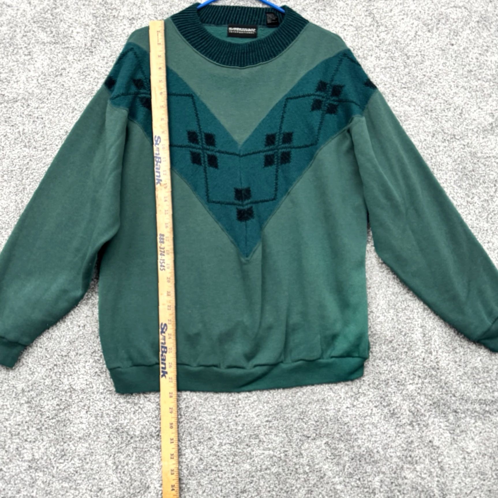 Vintage VINTAGE Expressions Sweatshirt Womens L 90s Grandpacore Argyle Ribbed Layering Winter Green Cotton Polyester Crew Neck Pullover Size L / US 10 / IT 46 - 2 Thumbnail