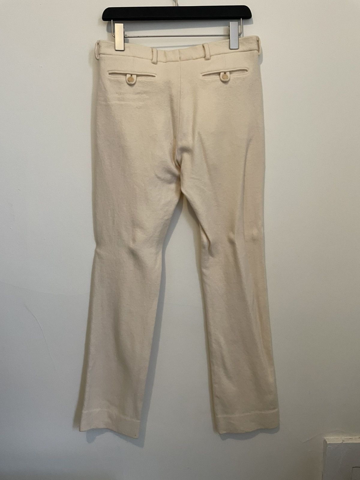 Helmut Lang 90s Cream Boiled Wool Trousers Size US 31 - 2 Thumbnail