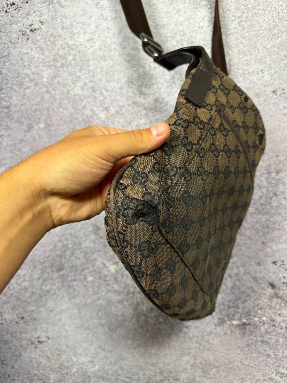 Gucci GUCCI GG Canvas Shoulder Bag Beige Dark Brown Auth Size ONE SIZE - 10 Thumbnail