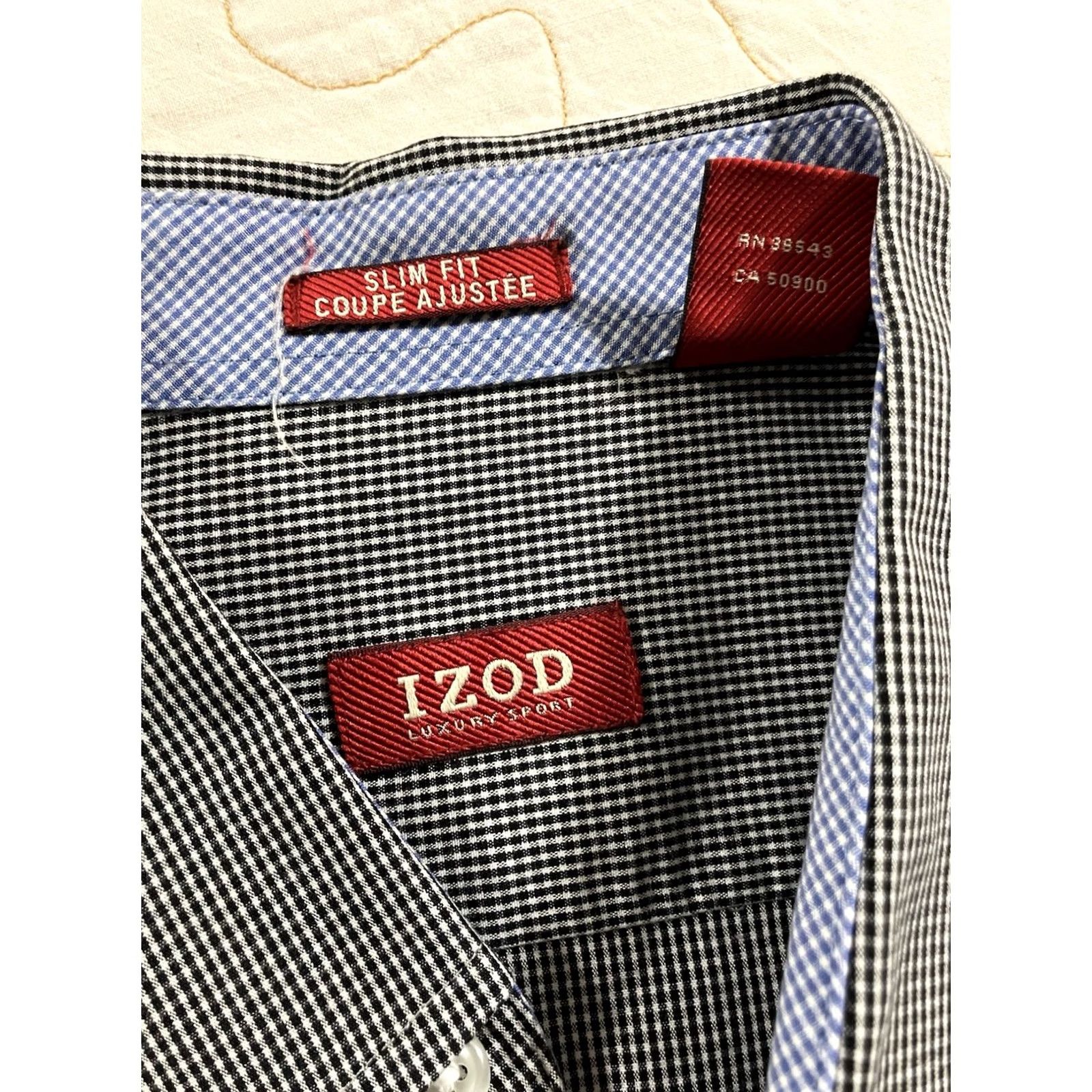 Izod Izod Luxury Sport Short Sleeve Button Down Shirt Mens M Black White Plaid Size US M / EU 48-50 / 2 - 3 Thumbnail