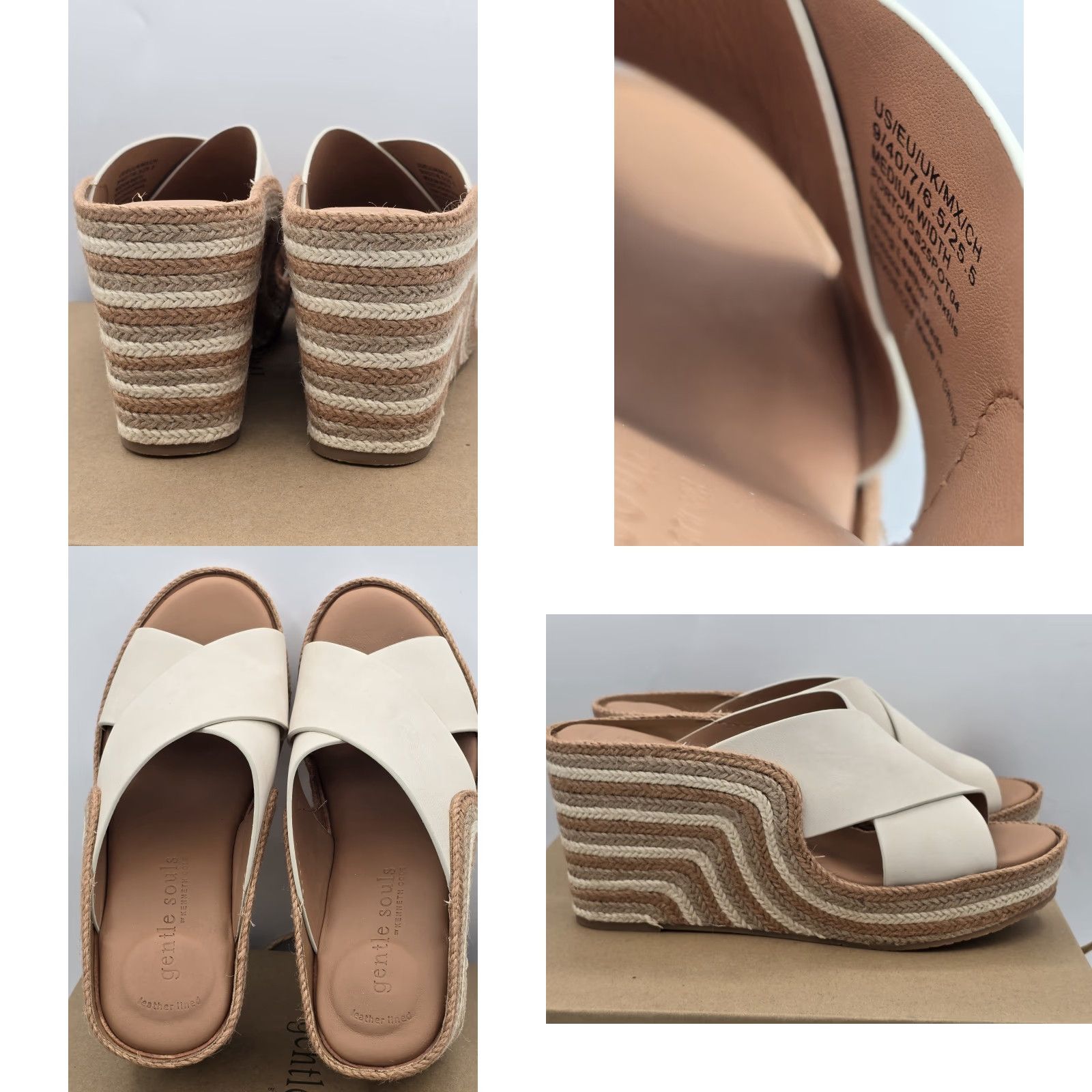 Vintage GENTLE SOULS Women's Porto Wedge Sandal Sz 9 M Gray Nubuck Espadrille Size US 9 / IT 39 - 8 Thumbnail