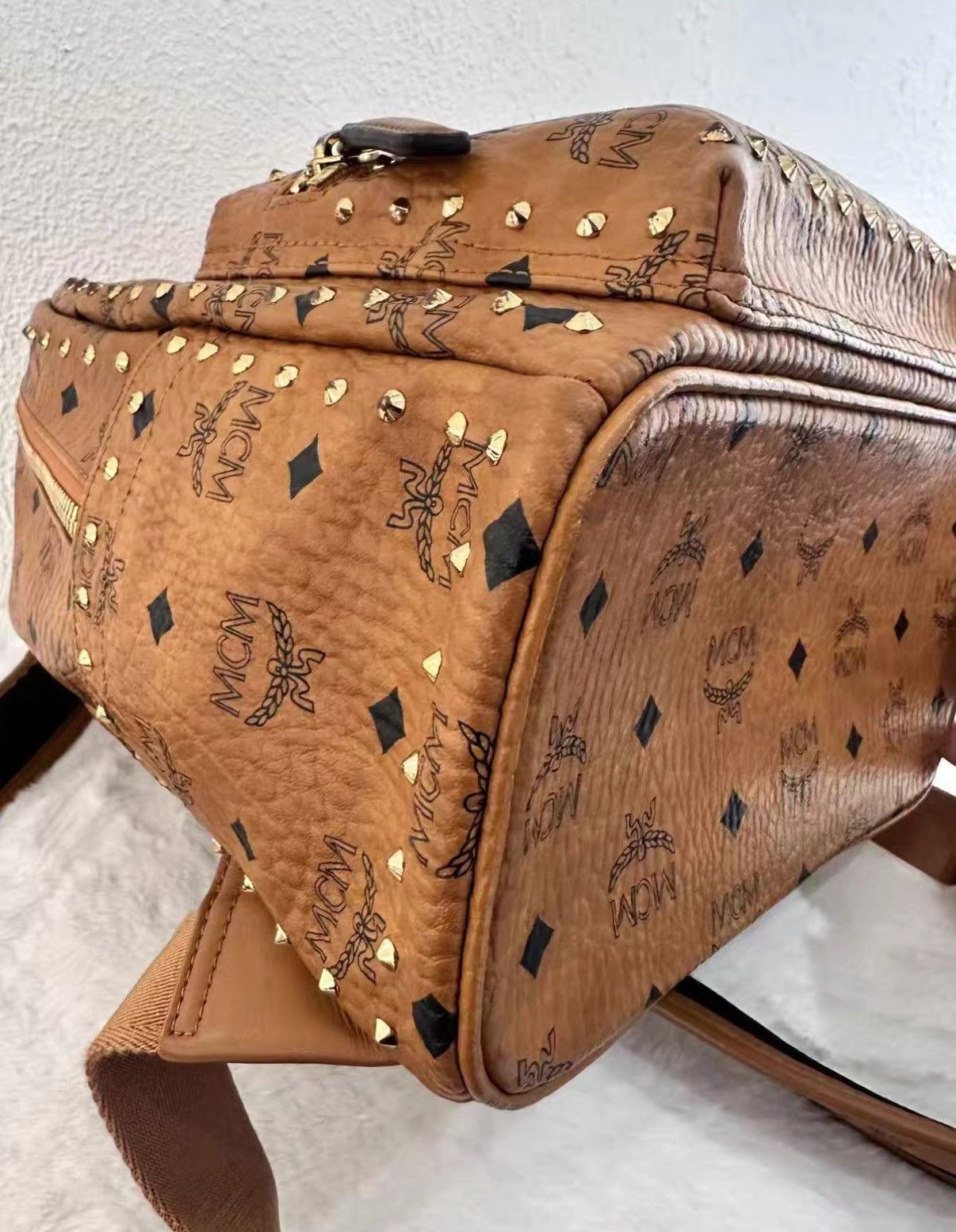 MCM MCM backpack in cognac classic monogram pattern J38 Size ONE SIZE - 9 Thumbnail