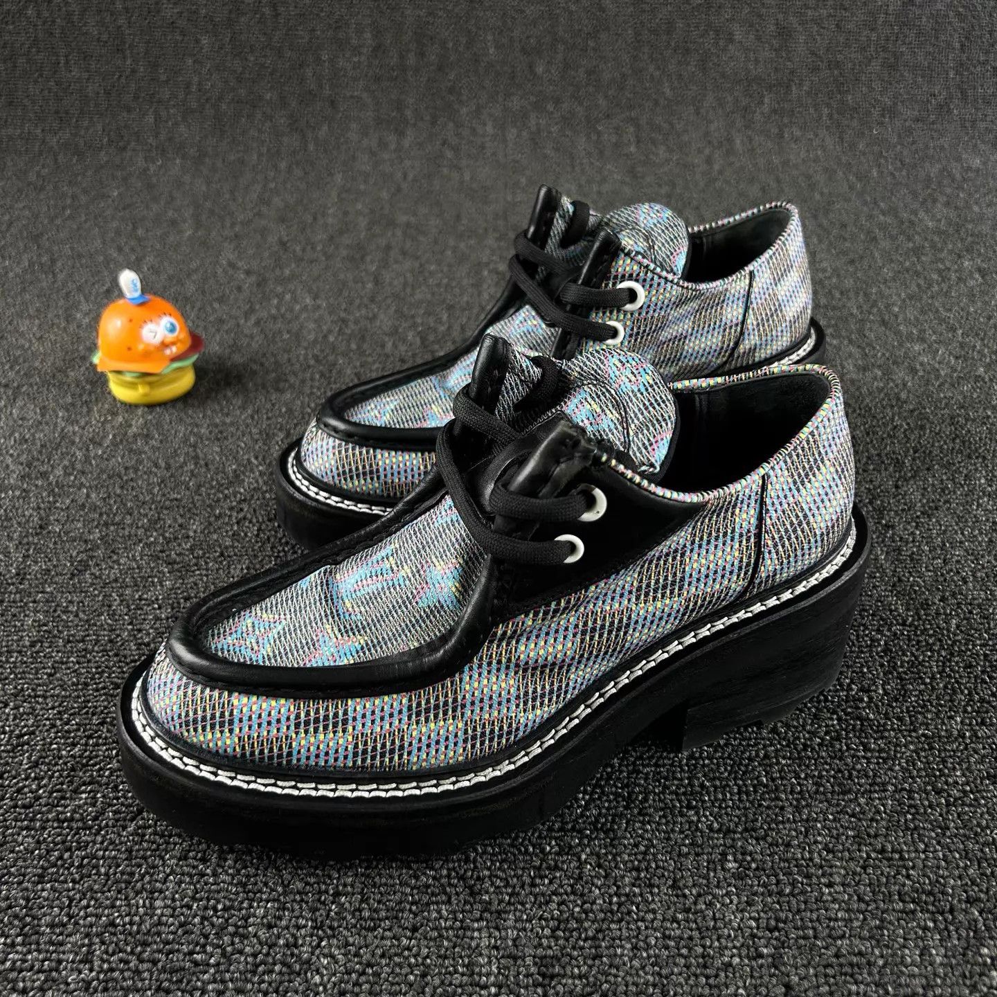 Louis Vuitton LV Black Multicolor Monogram Platform Loafer 36 Size US 5.5 / IT 35.5 - 1 Thumbnail