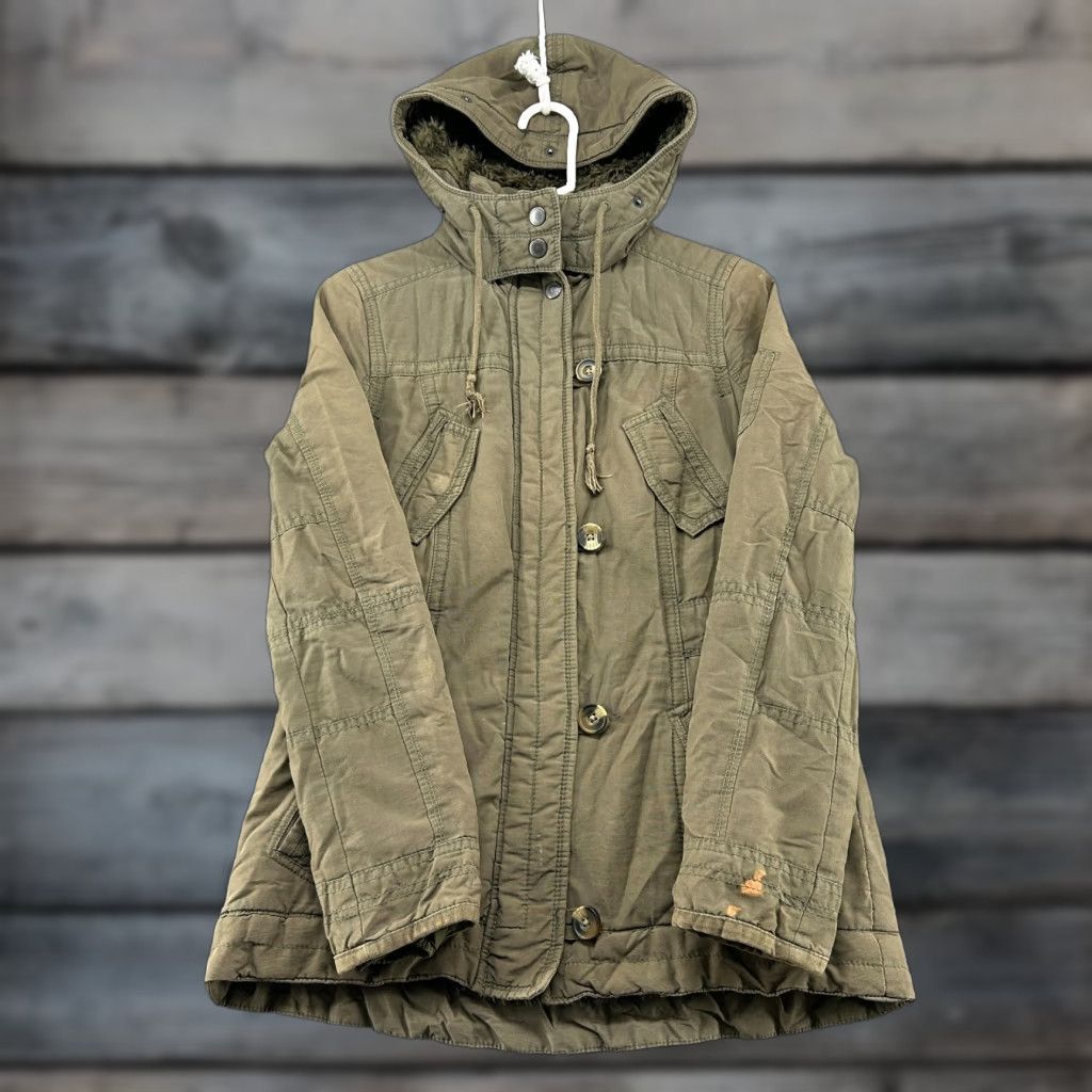 American Eagle Outfitters VINTAGE American Eagle Outfitters Jacket Womens S Parka Hooded Faux Fur Lined Green 90s Classic Casual Winter Size S / US 4 / IT 40 - 1 Thumbnail