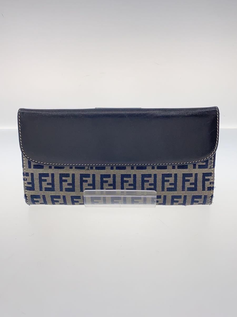 Fendi Fendi FF Plate Canvas W Hook Long Wallet Navy Size ONE SIZE - 2 Thumbnail
