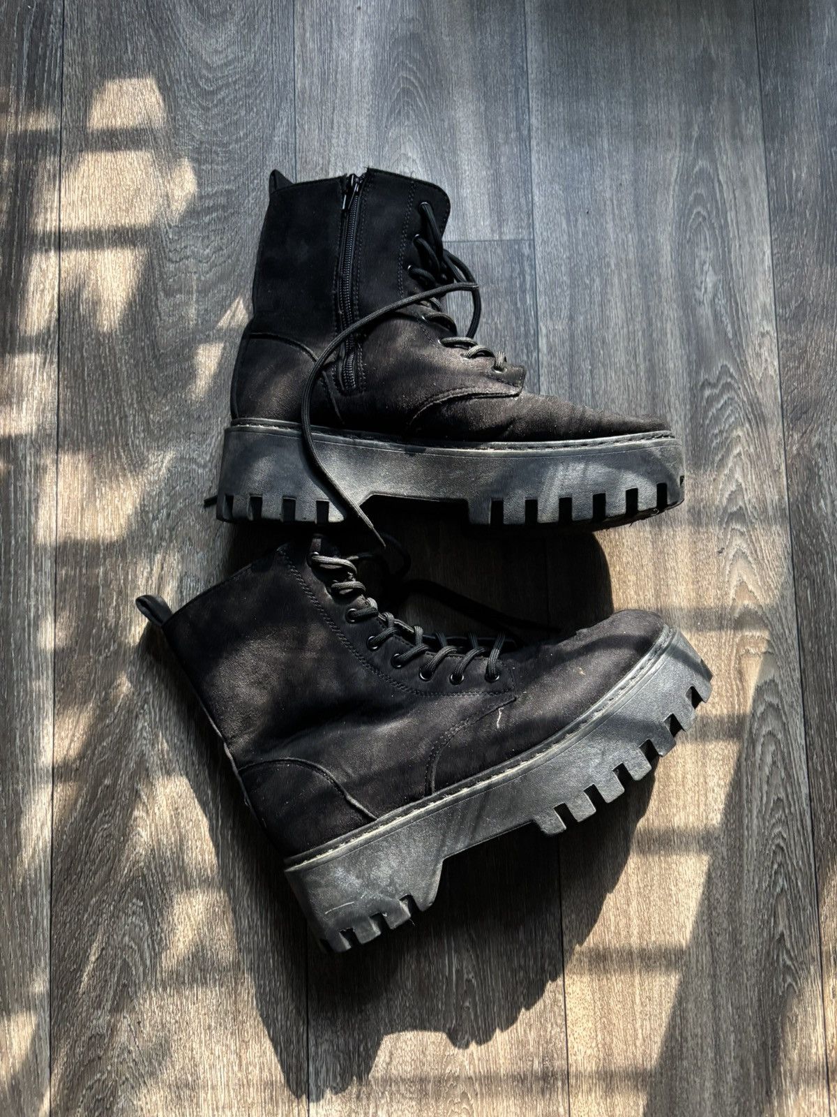 Vintage Rouge Black Suede platform boots Size US 10 / IT 40 - 1 Thumbnail