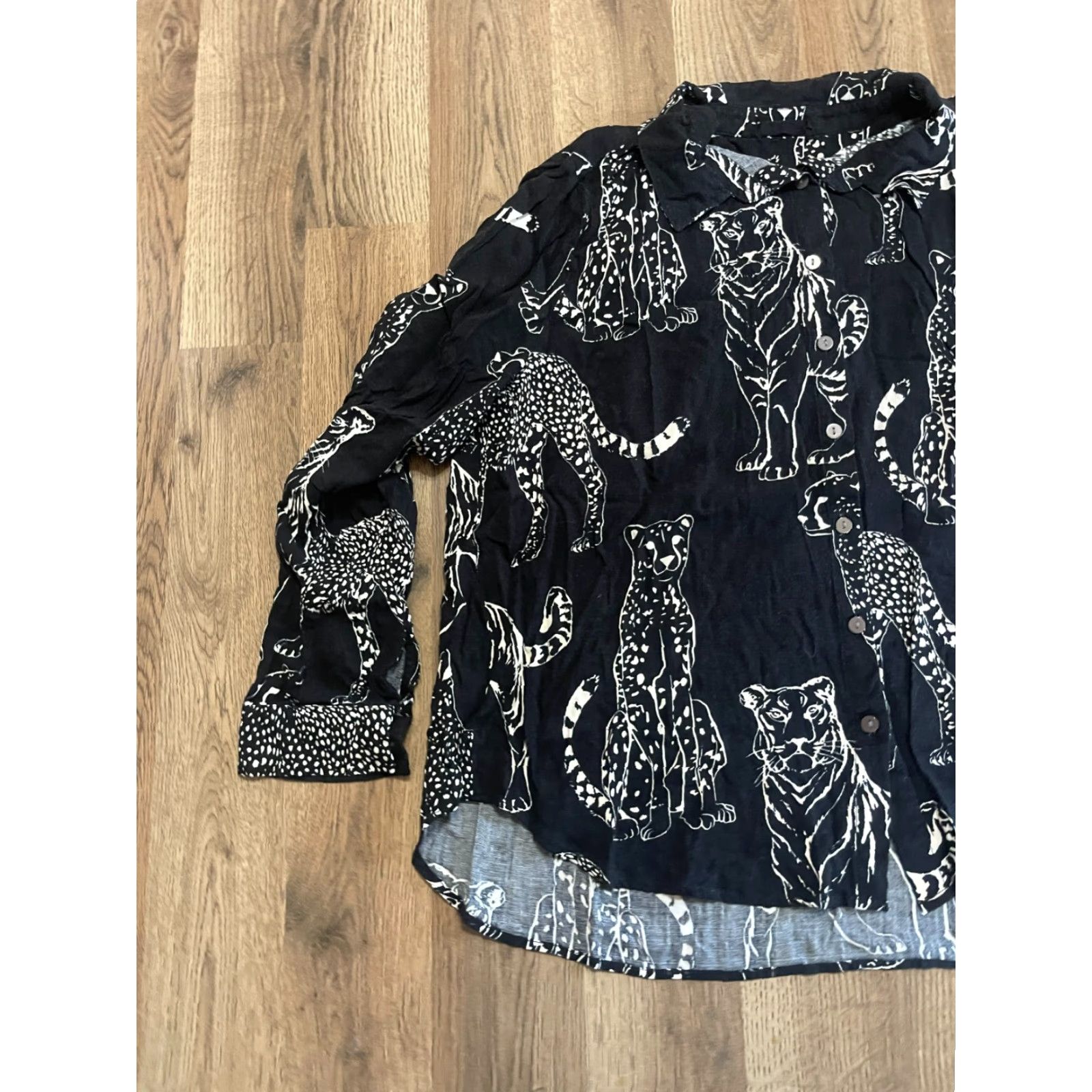 Vintage VINTAGE? Jane + Delancey Shirt Women’s XL-XXL? Black White Cheetah Print Button Up Size XXL / US 16-18 / IT 52-54 - 3 Thumbnail