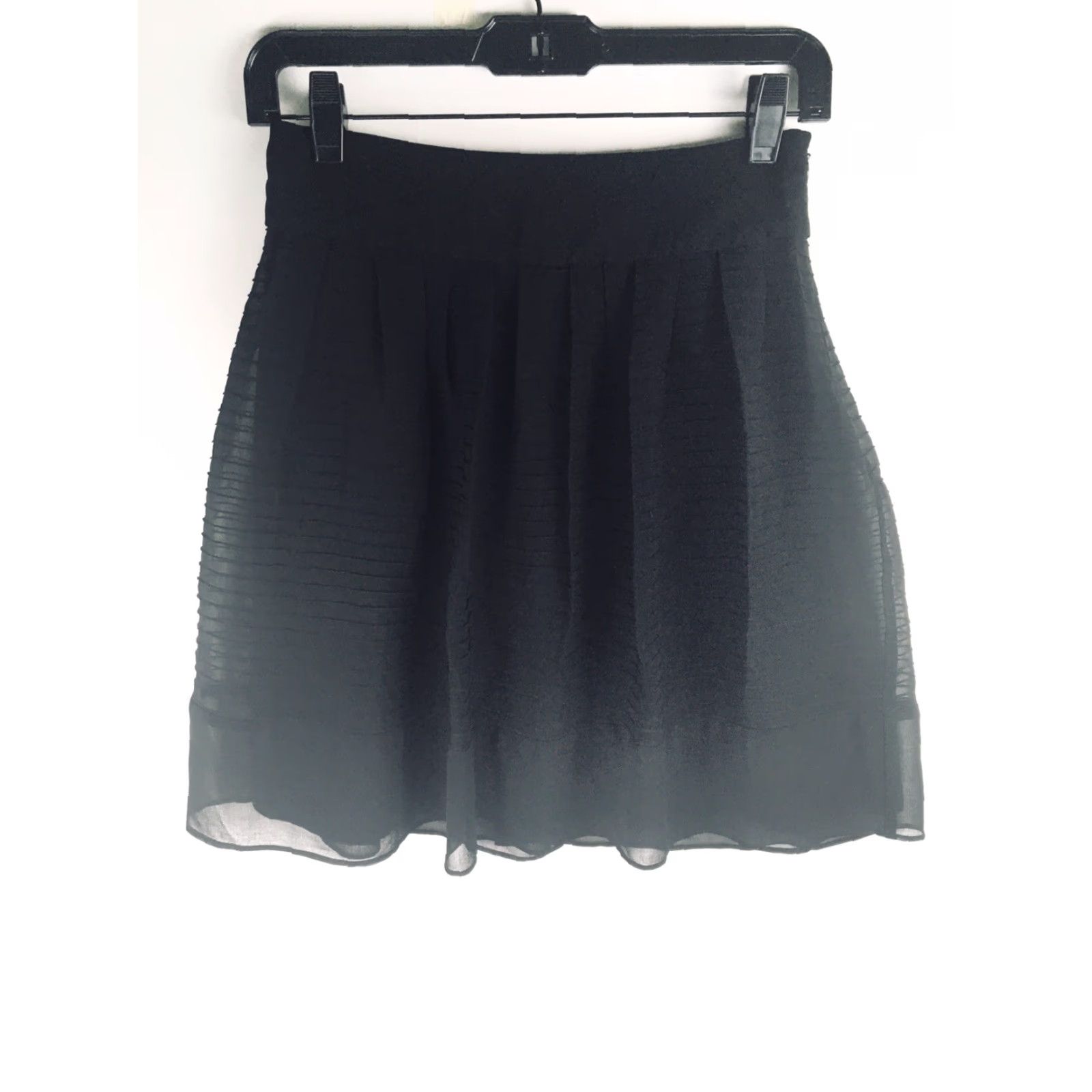 Loft ANN TAYLOR LOFT Skirt Women's 00P Black MODERN Above Knee Ribbed pleated Size 24" / US 00 / IT 34 - 2 Thumbnail