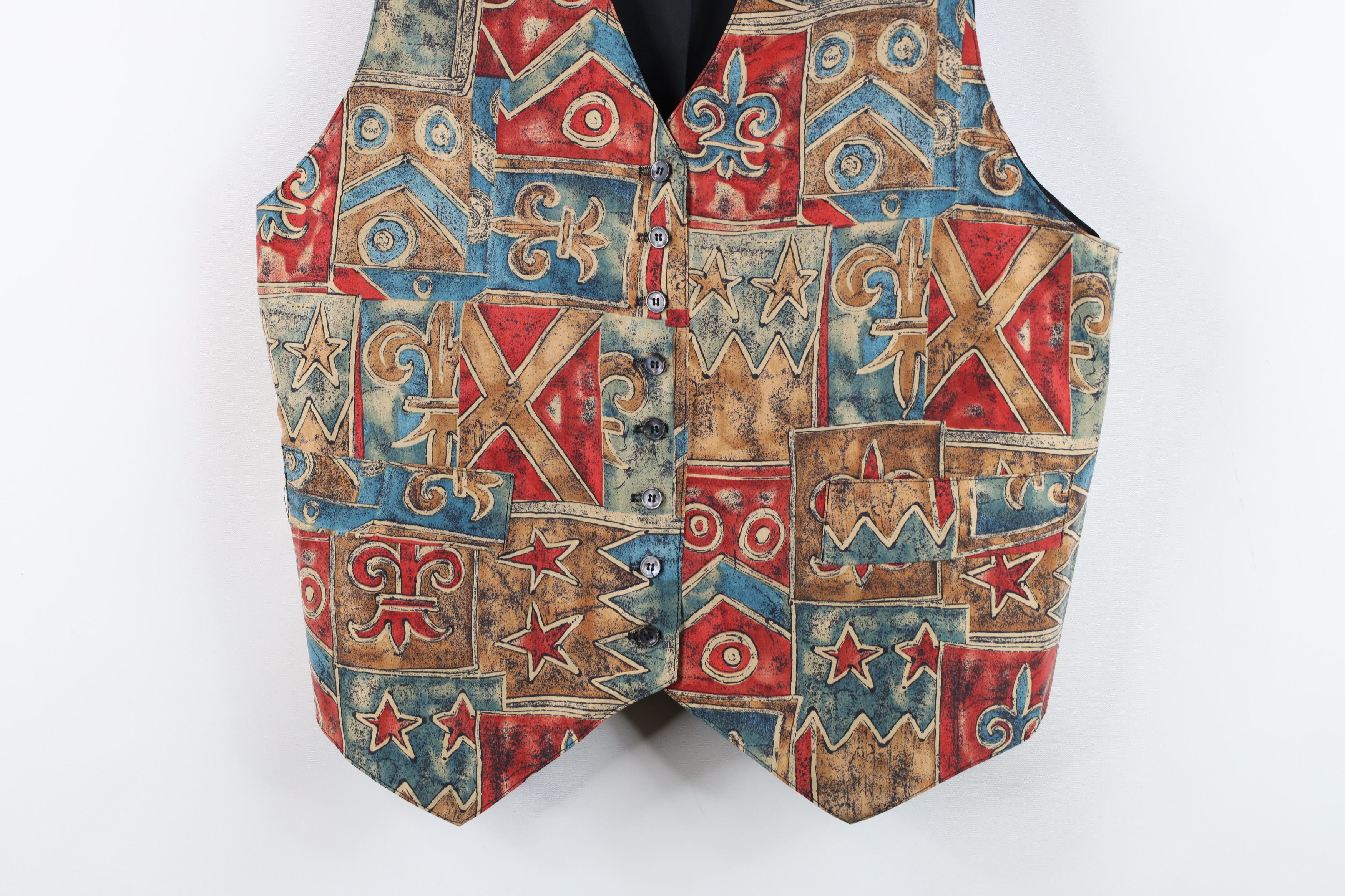 Vintage Vintage 90s Streetwear Abstract Silk Buckle Back Vest Jacket Size L / US 10 / IT 46 - 3 Thumbnail