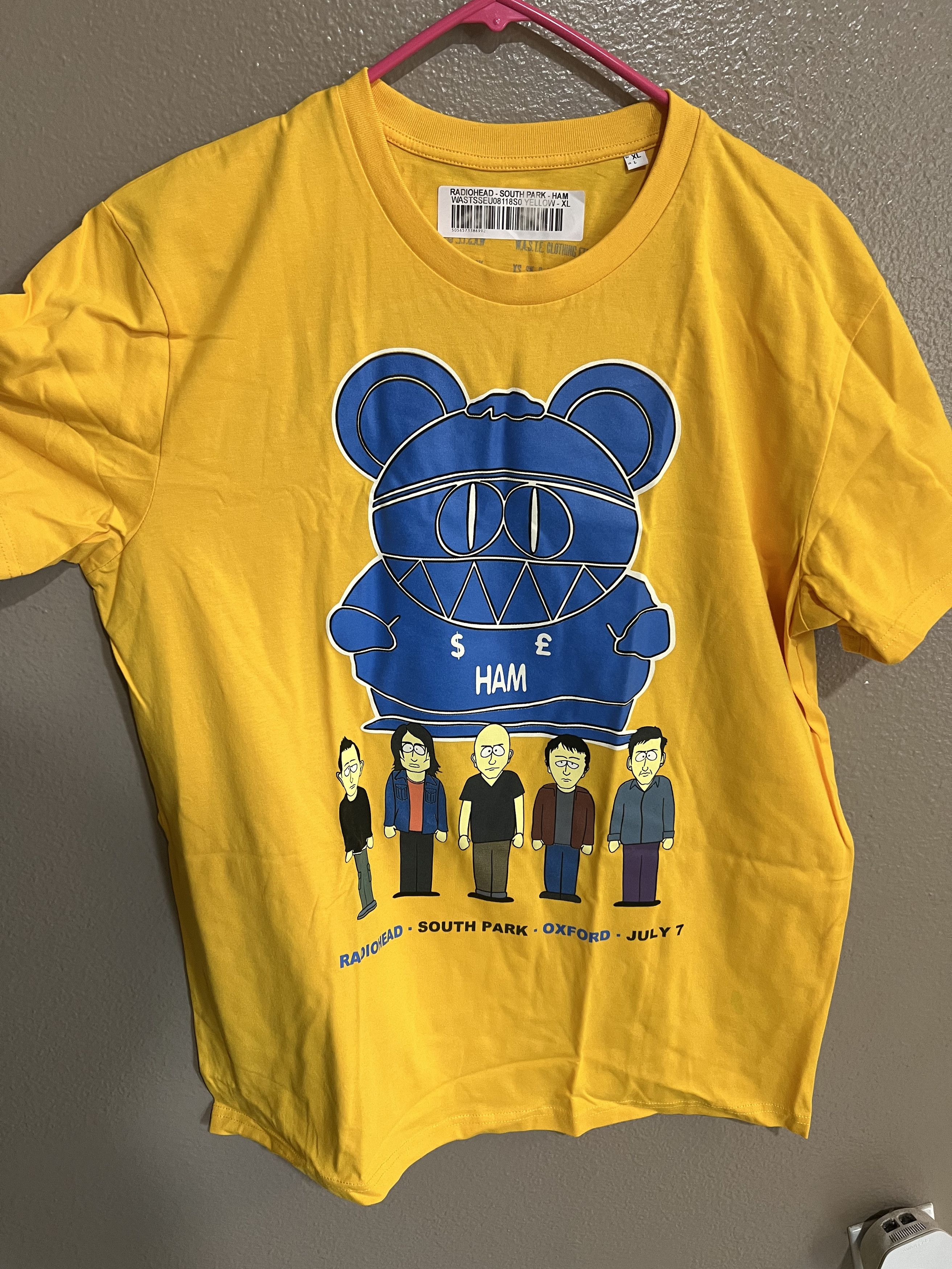 Band Tees RADIOHEAD SOUTH PARK HAM YELLOW T-SHIRT Size US L / EU 52-54 / 3 - 3 Thumbnail