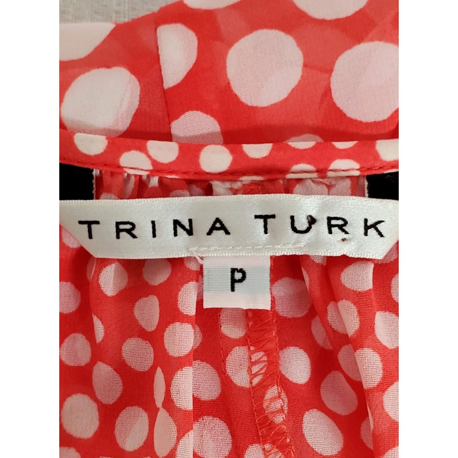 Trina Turk Trina Turk Blouse Red White Dot Gradient Georgette Sheer Top Women's Size P Shirt Party 60s 70s 80s 90s Womens Size S / US 4 / IT 40 - 4 Thumbnail