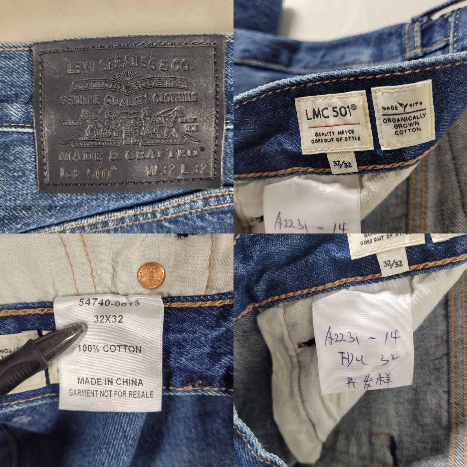Levi's Levi's Made & Crafted 501 Jeans Men's 32x32 Blue Selvedge Denim LMC Straight Sample Size US 32 / EU 48 - 10 Thumbnail