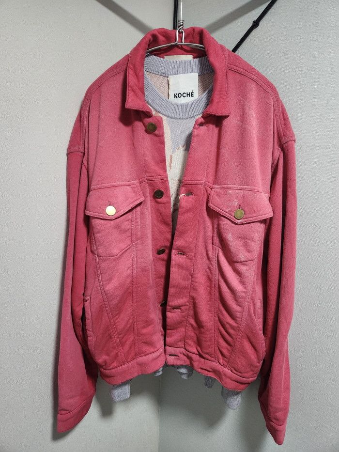 Laneus LANEUS Peacock Pink Oversized Trucker JACKET Size M / US 6-8 / IT 42-44 - 1 Thumbnail
