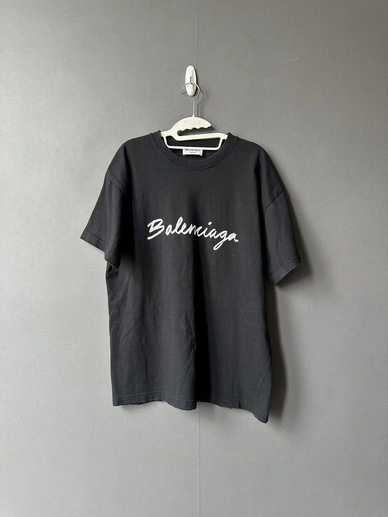 Balenciaga Balenciaga Cursive Short Sleeve Size US M / EU 48-50 / 2 - 1 Thumbnail