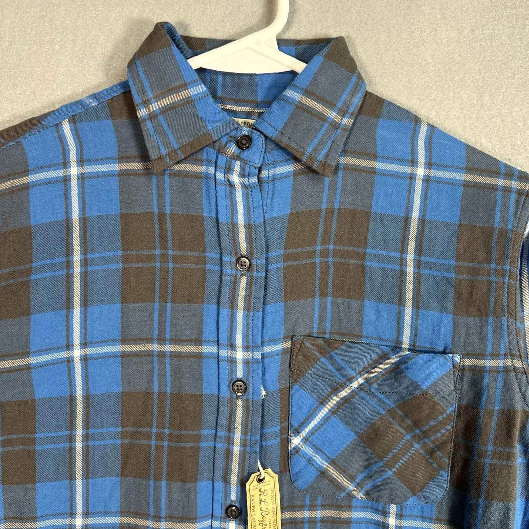 Ralph Lauren VINTAGE Denim & Supply Ralph Lauren Plaid Button-Up Shirt Womens XS Blue Long Sleeve, Collared, Classic Fit Size XS / US 0-2 / IT 36-38 - 4 Thumbnail