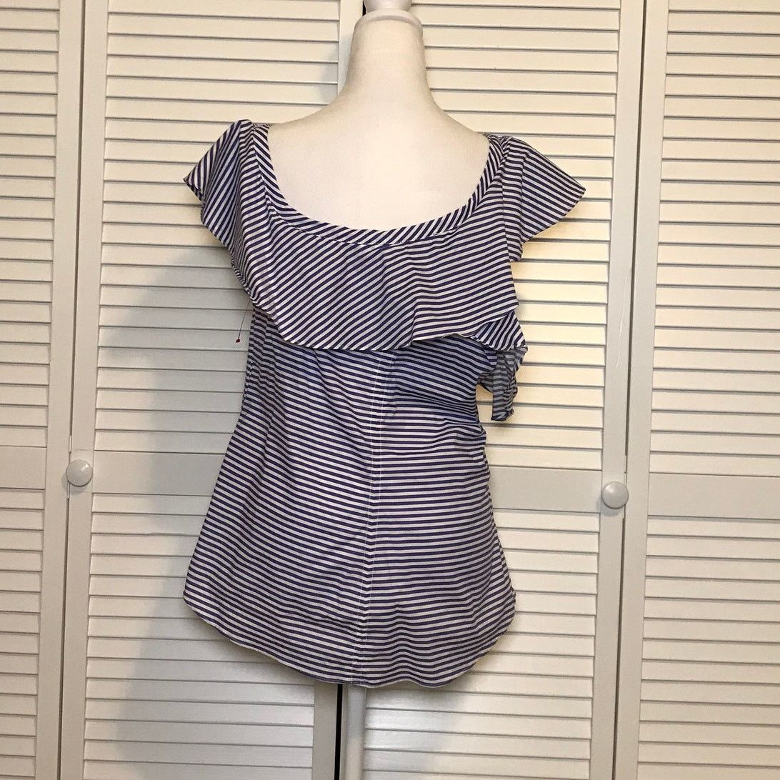 Other Venus Purple White V-neck One Cold Shoulder Blouse 12 Size XL / US 12-14 / IT 48-50 - 2 Thumbnail