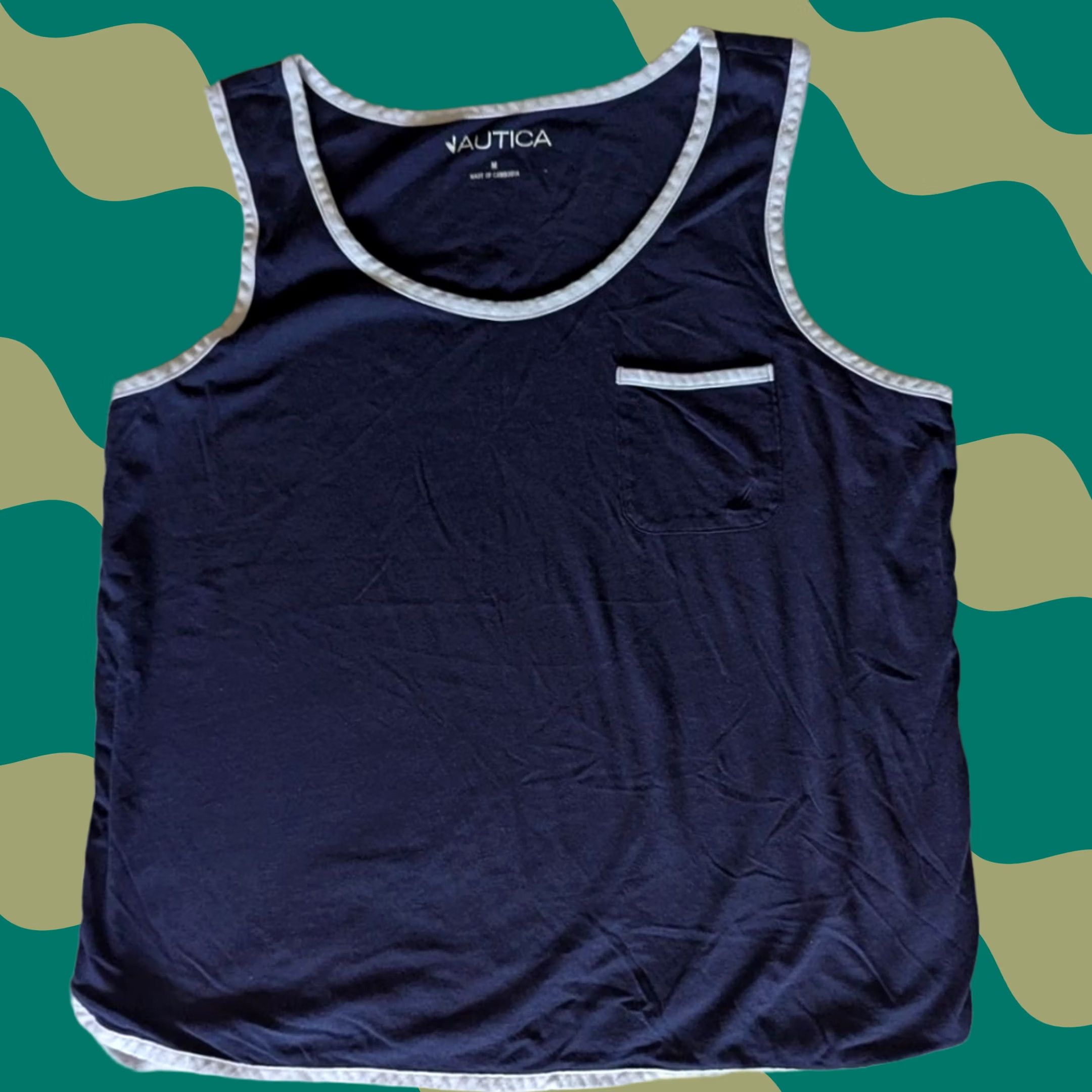 Nautica Nautica Tank Top Navy Blue Contrast Trim Pocket Sleeveless M Womens Casual Beach Classic Size M / US 6-8 / IT 42-44 - 1 Thumbnail