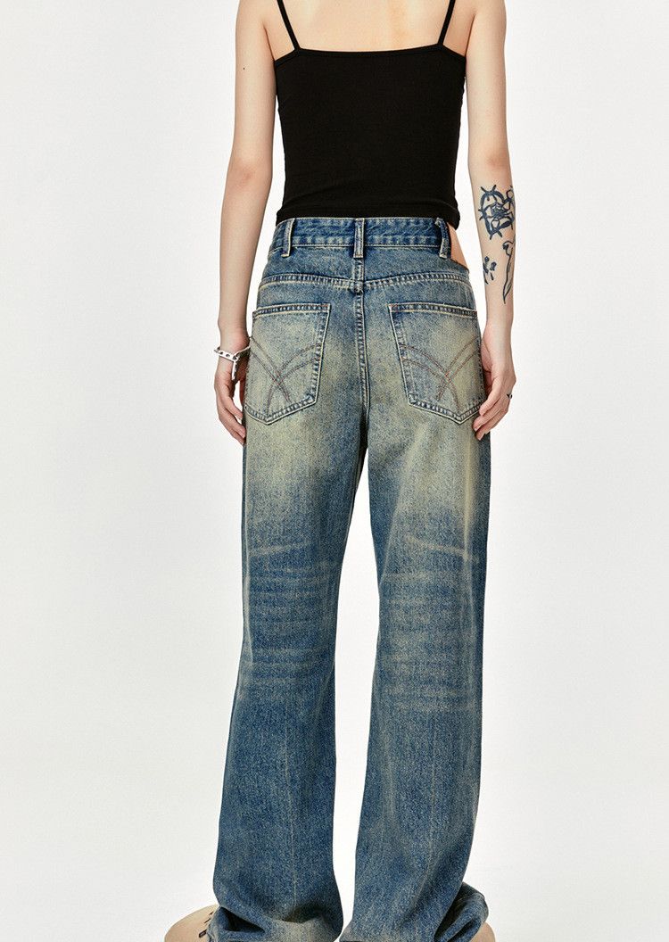 Vintage Vintage washed distressed whiskered straight leg jeans Size US 32 / EU 48 - 4 Thumbnail