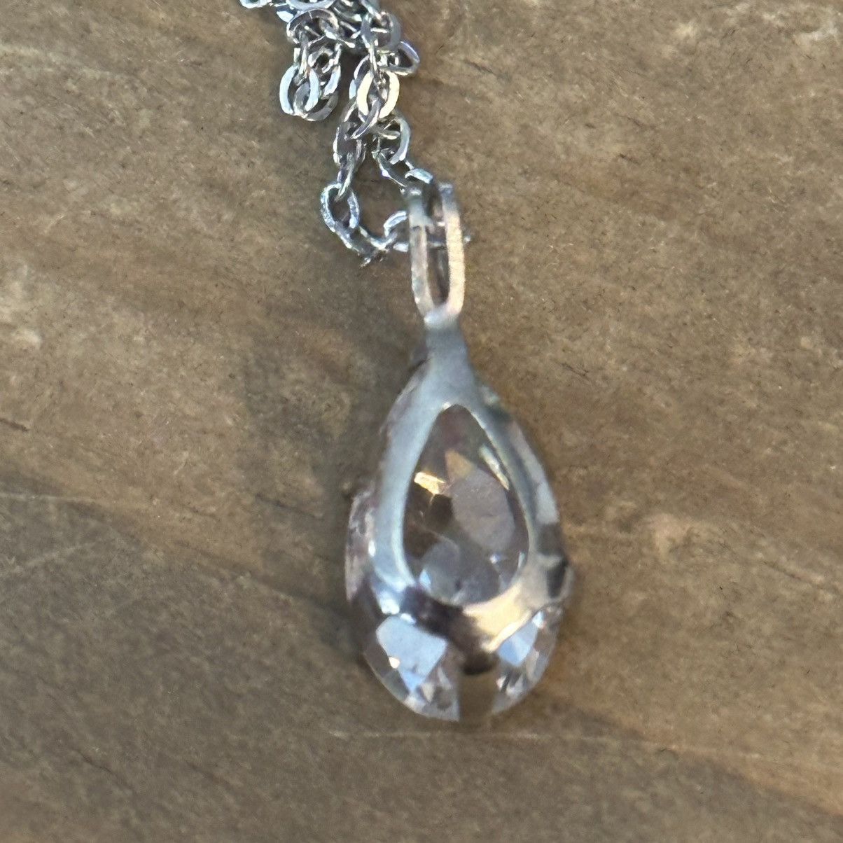 Vintage Vintage silver tone pear shaped CZ pendant necklace Size ONE SIZE - 5 Thumbnail
