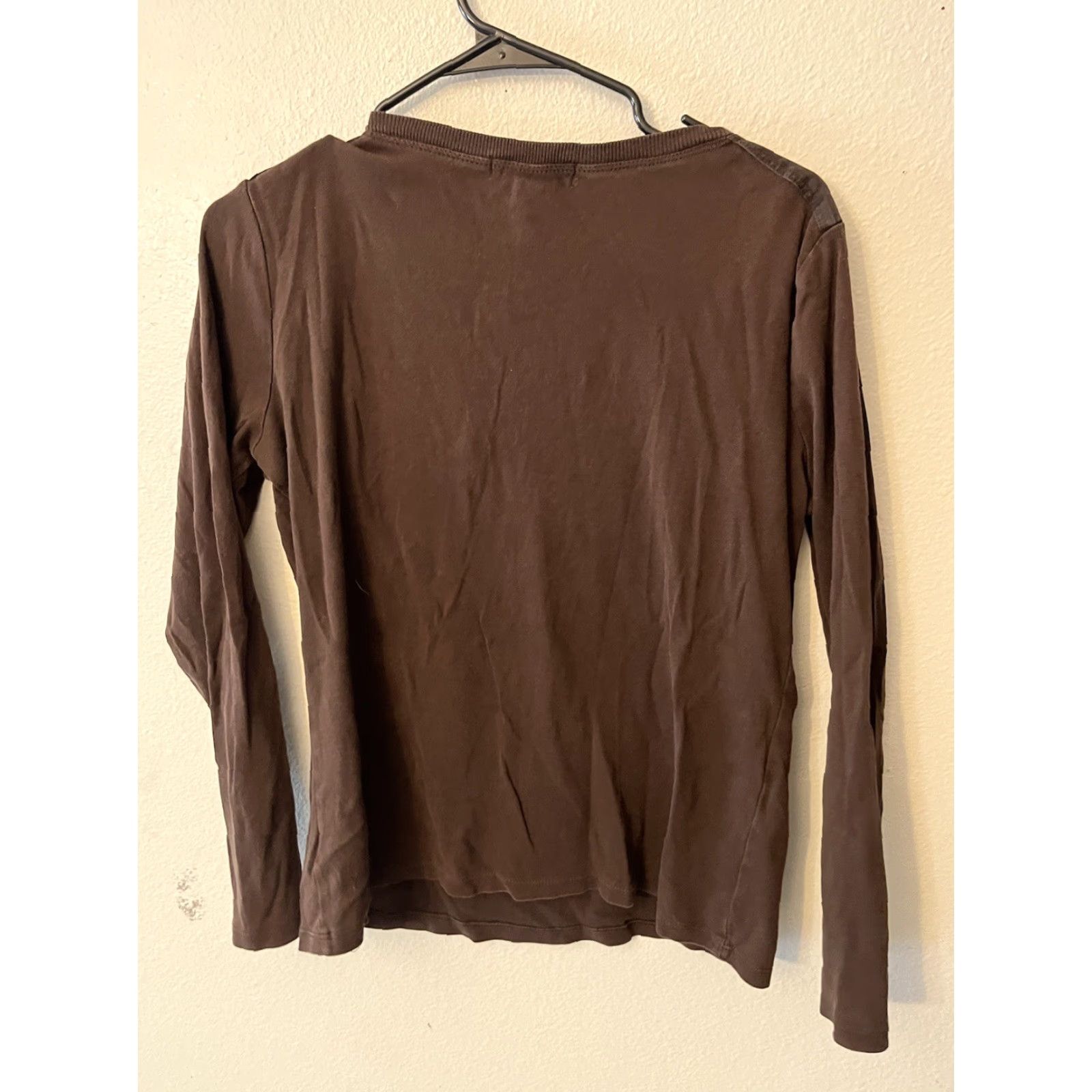 Vintage VINTAGE Lauren Jeans Co. Henley Top Shirt Womens Large Brown Cotton Long Sleeve Classic Size L / US 10 / IT 46 - 2 Thumbnail