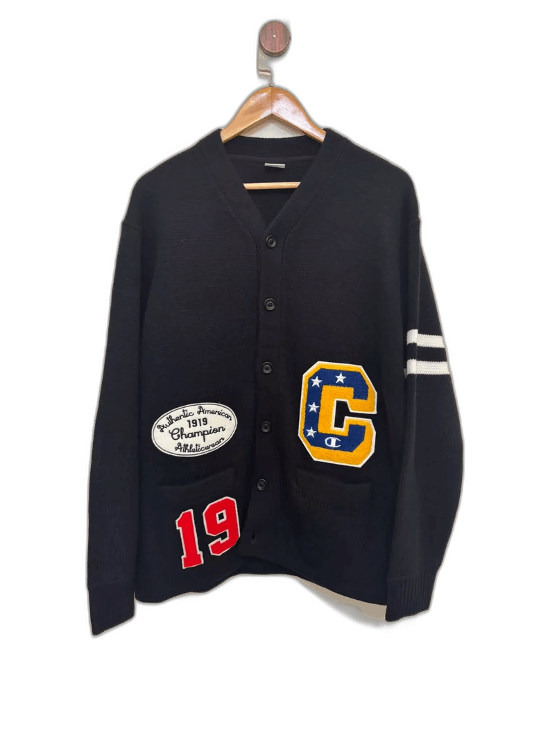 Japanese Brand Champion Wool Blend Cardigan with Embroidery Size US L / EU 52-54 / 3 - 1 Thumbnail