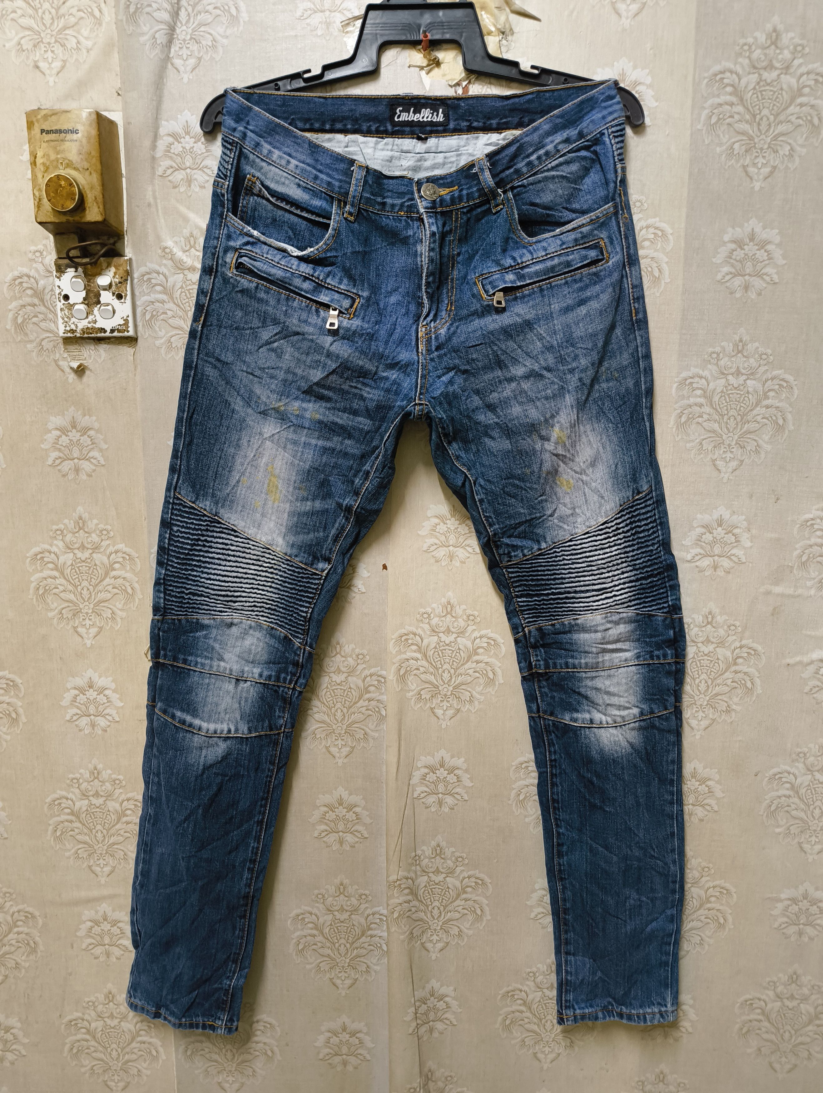 Japanese Brand EMBELLISHED BIKER JEANS Size US 33 - 1 Thumbnail
