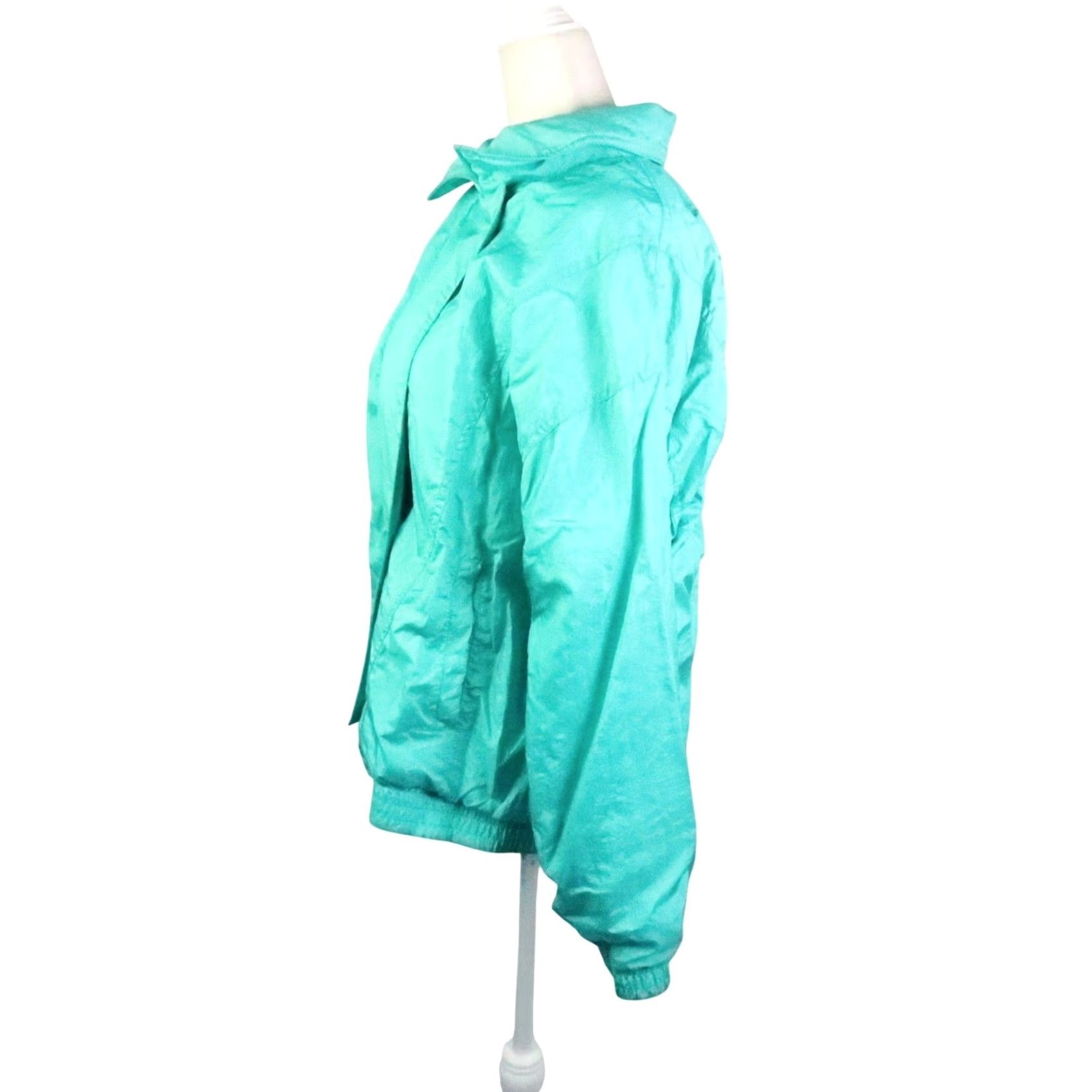 Vintage VINTAGE Lavon Windbreaker Jacket Womens S Green 90s Zip Long Sleeve Nylon Solid Short Jacket Coat 80s 90s Theme Size S / US 4 / IT 40 - 3 Thumbnail