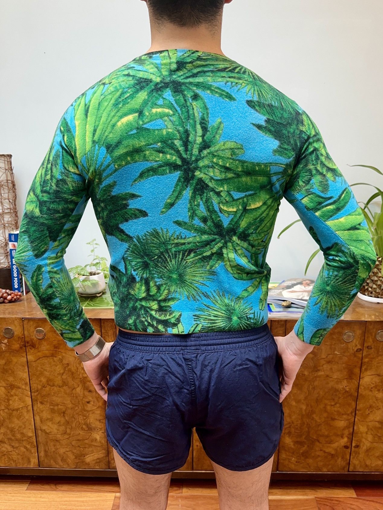 H&M × Versace FW11 Palm Print Cashmere & Merino Wool Sweater Size US XS / EU 42 / 0 - 4 Thumbnail