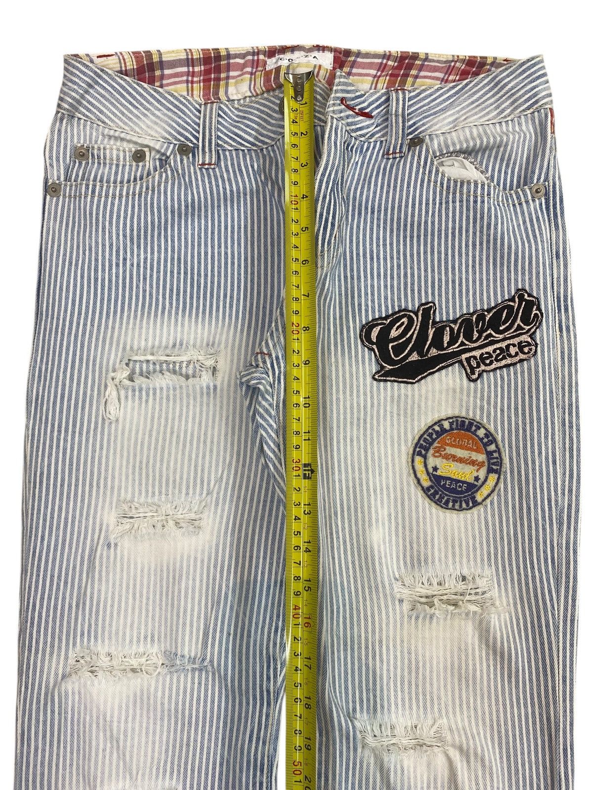 Other Japanese Brand Stripe Distressed Style Loose Jeans Size US 30 / EU 46 - 7 Thumbnail