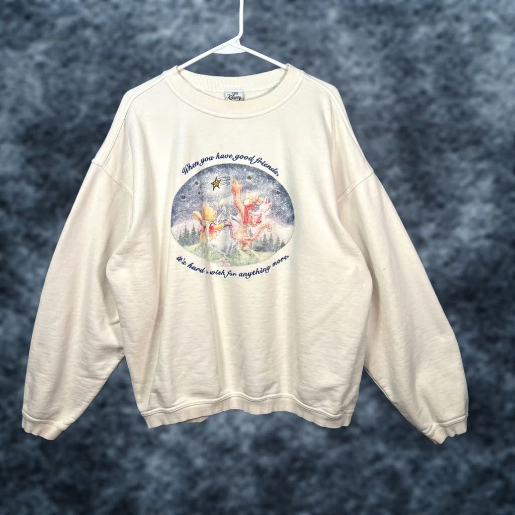 Disney VINTAGE Disney Winnie The Pooh Sweatshirt Large White Pullover Mens WWII Size US L / EU 52-54 / 3 - 1 Thumbnail
