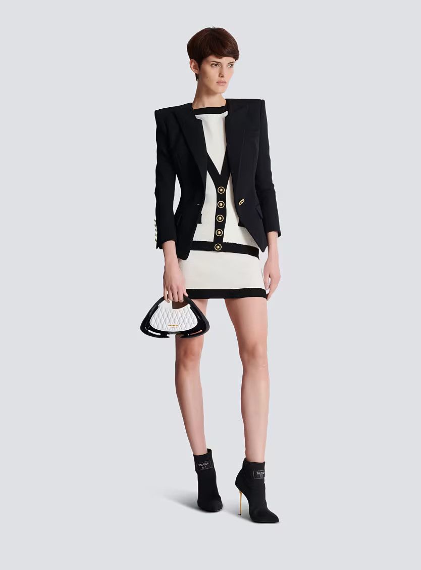 Balmain o1s1wg111225 Woven Mini Dress in White Size M / US 6-8 / IT 42-44 - 3 Thumbnail