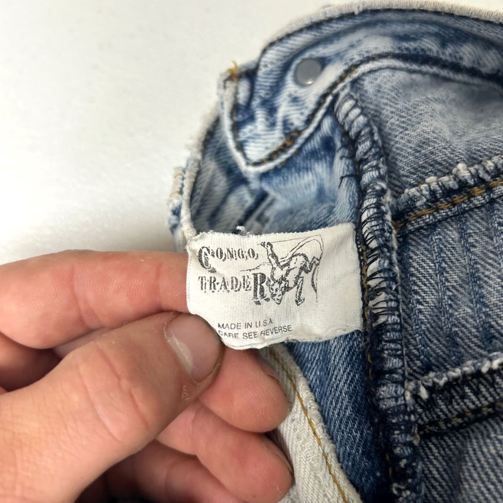 Vintage Congo Trader Jeans Womens 14W Blue Vintage 80s High Rise Tapered Acid Wash Size 36" / US 14 / IT 50 - 5 Thumbnail