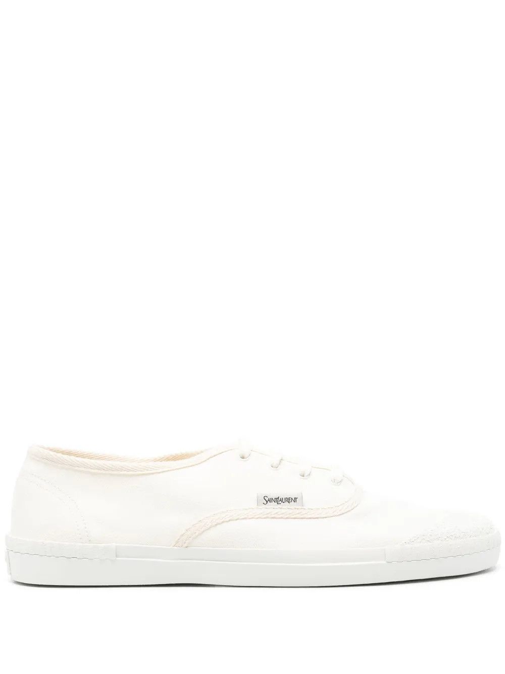 Saint Laurent Paris o1y0325 Logo Low-Top Sneakers in Ivory Size US 8 / EU 41 - 1 Thumbnail