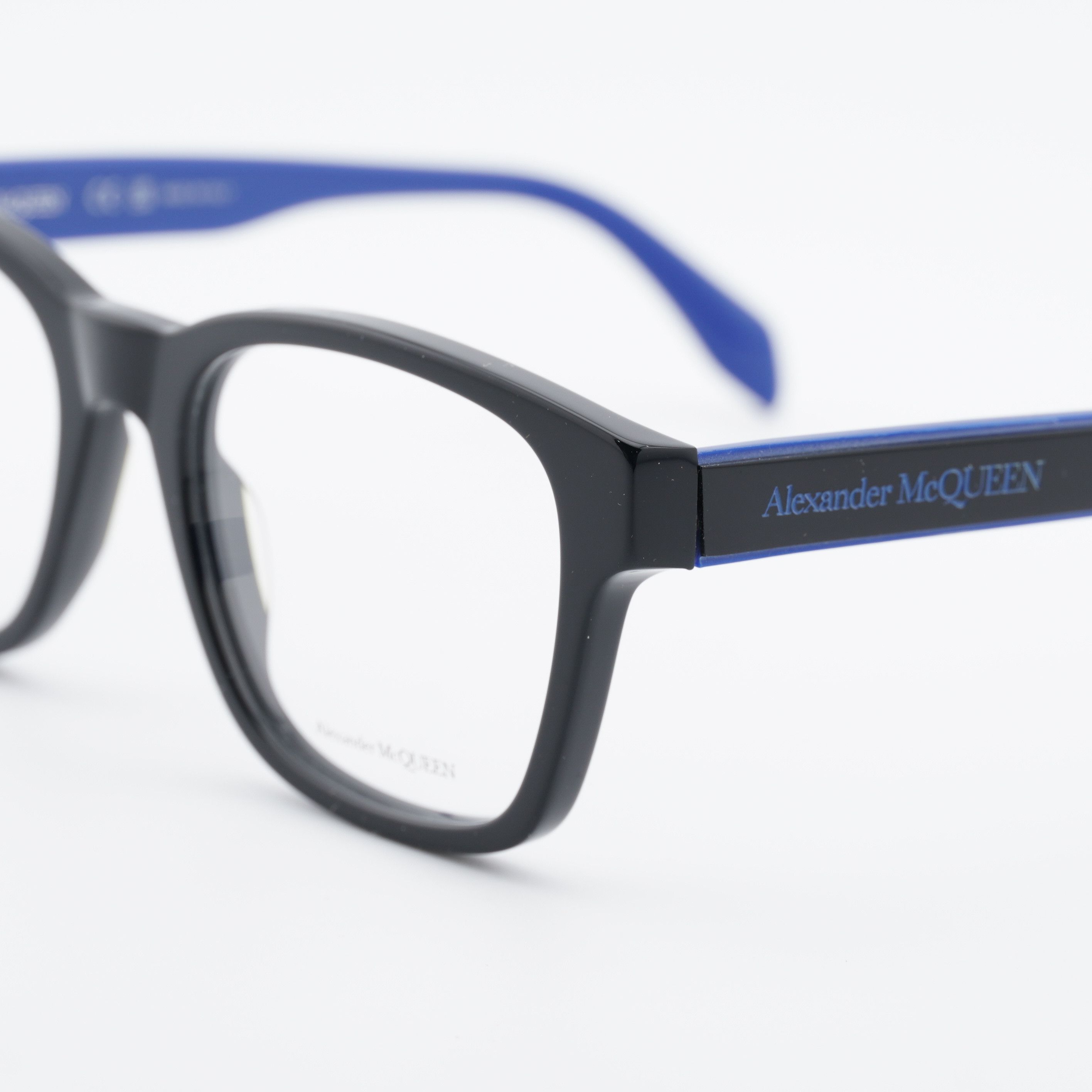 Alexander McQueen Alexander McQueen AM0356O 004 Eyeglasses Black/Blue 53mm Size ONE SIZE - 2 Thumbnail