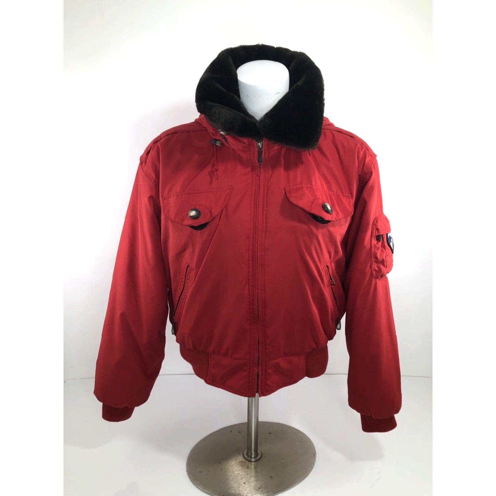 Obermeyer OBERMEYER DAVOS Hooded Jacket - Embroidered Ski Patch FAUX FUR COLLAR Womens Size 6 Red Ski / Snowboard, Collared, zip not shown, JL Size M / US 6-8 / IT 42-44 - 2 Thumbnail