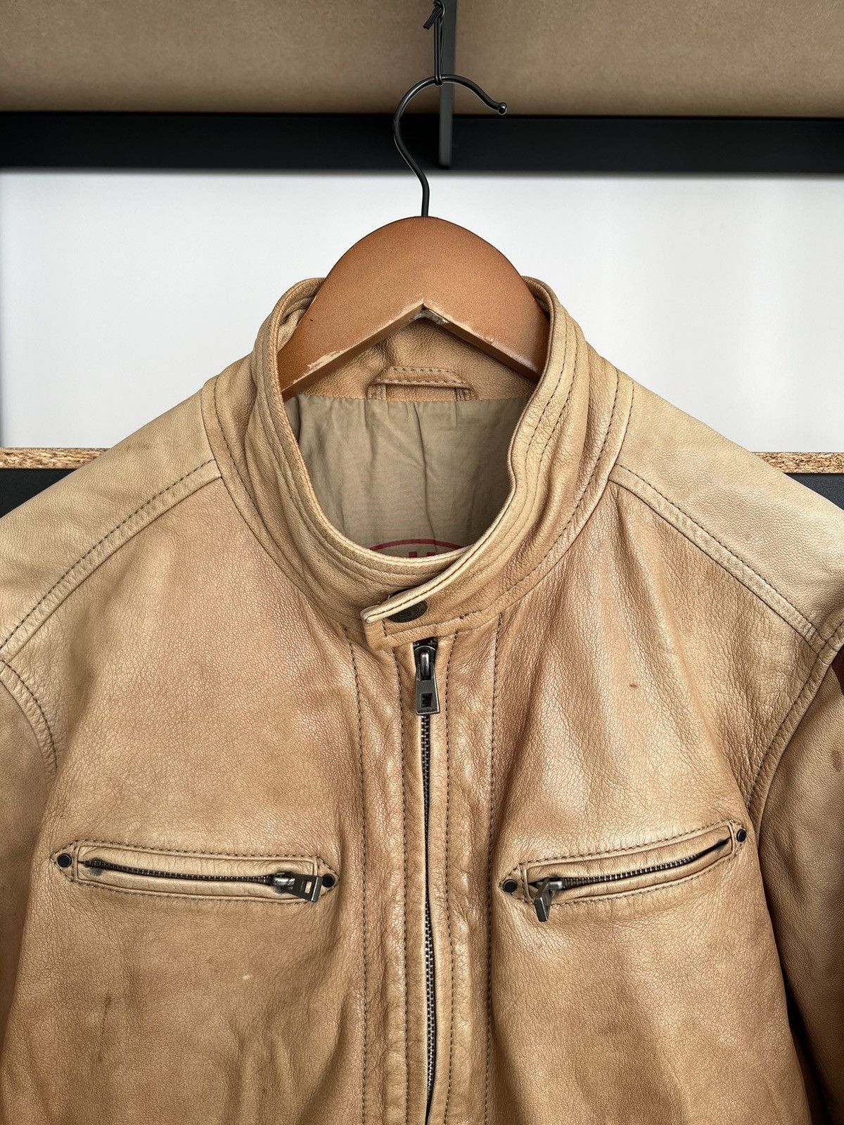 Strellson Strellson Moto Racing Faded Leather Jacket Sz 52 Size US L / EU 52-54 / 3 - 3 Thumbnail