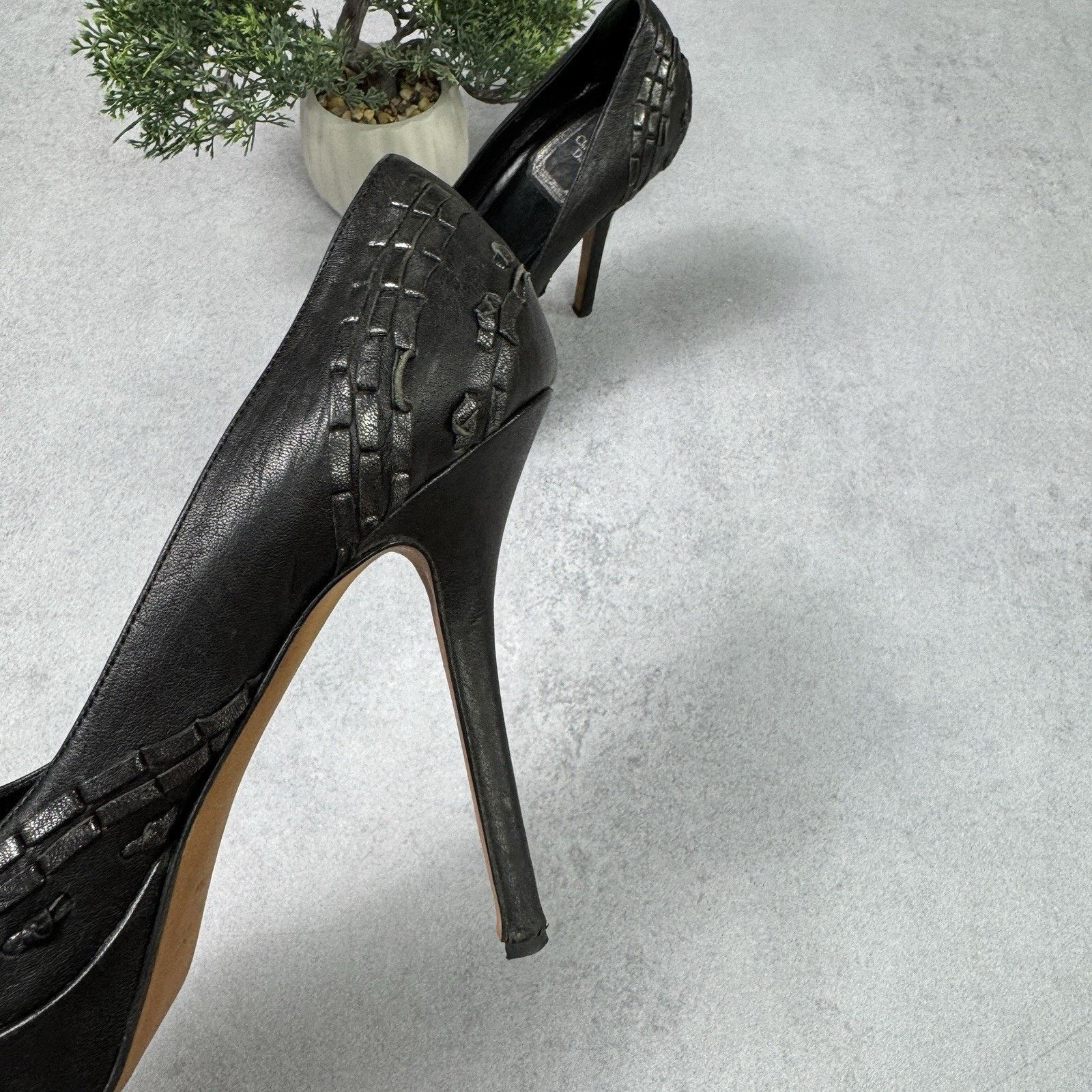 Dior CHRISTIAN DIOR Braided Leather Platform Pumps Black size 39 Size US 9 / IT 39 - 2 Thumbnail