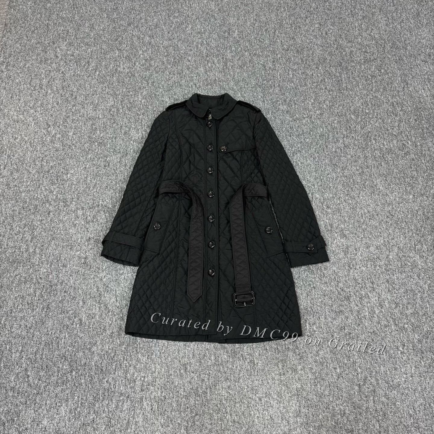 Burberry Burberry Black Belted Quilted Cotton Coat Size XXS / US 00 / IT 34 - 1 Thumbnail