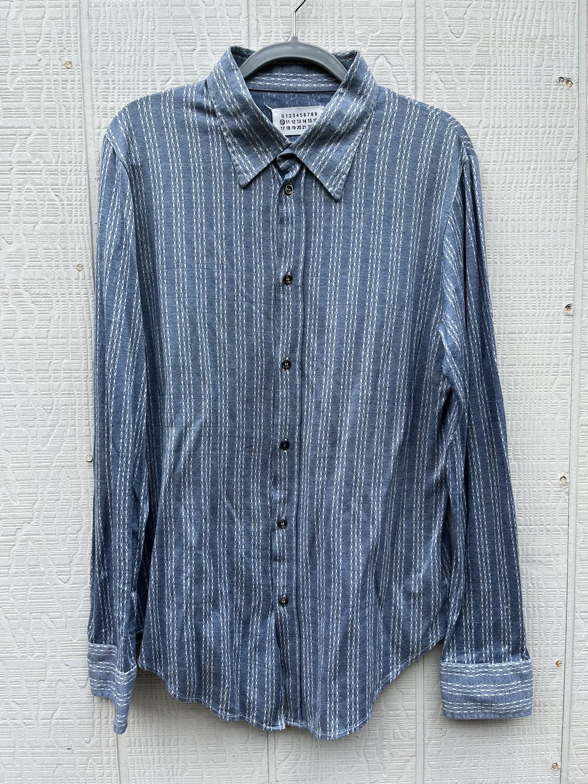 image of Maison Margiela Ss 05 Jacquard Shirt in Blue, Men's (Size Large)
