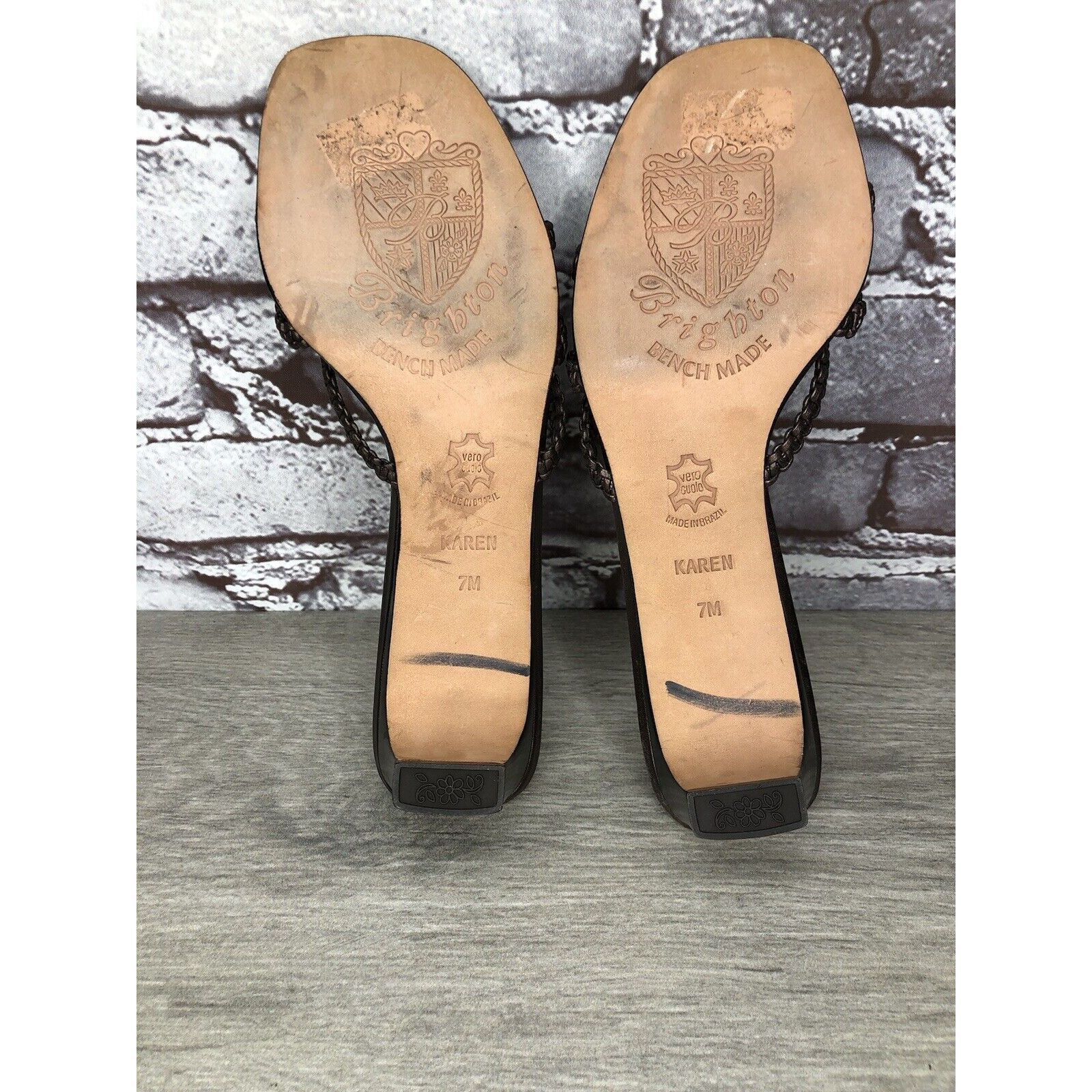 Brighton Brighton Karen Brown Copper Woven Leather Slide Heel Sandals Size US 7 / IT 37 - 8 Thumbnail